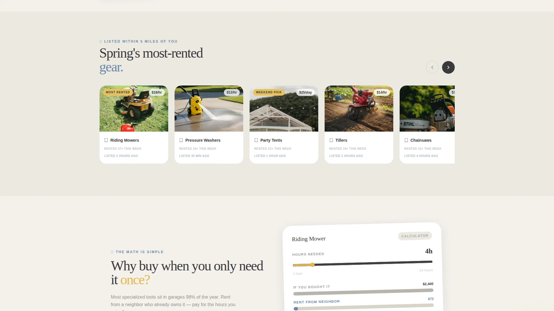 Neighborly Equipment Rental Landing Page Template