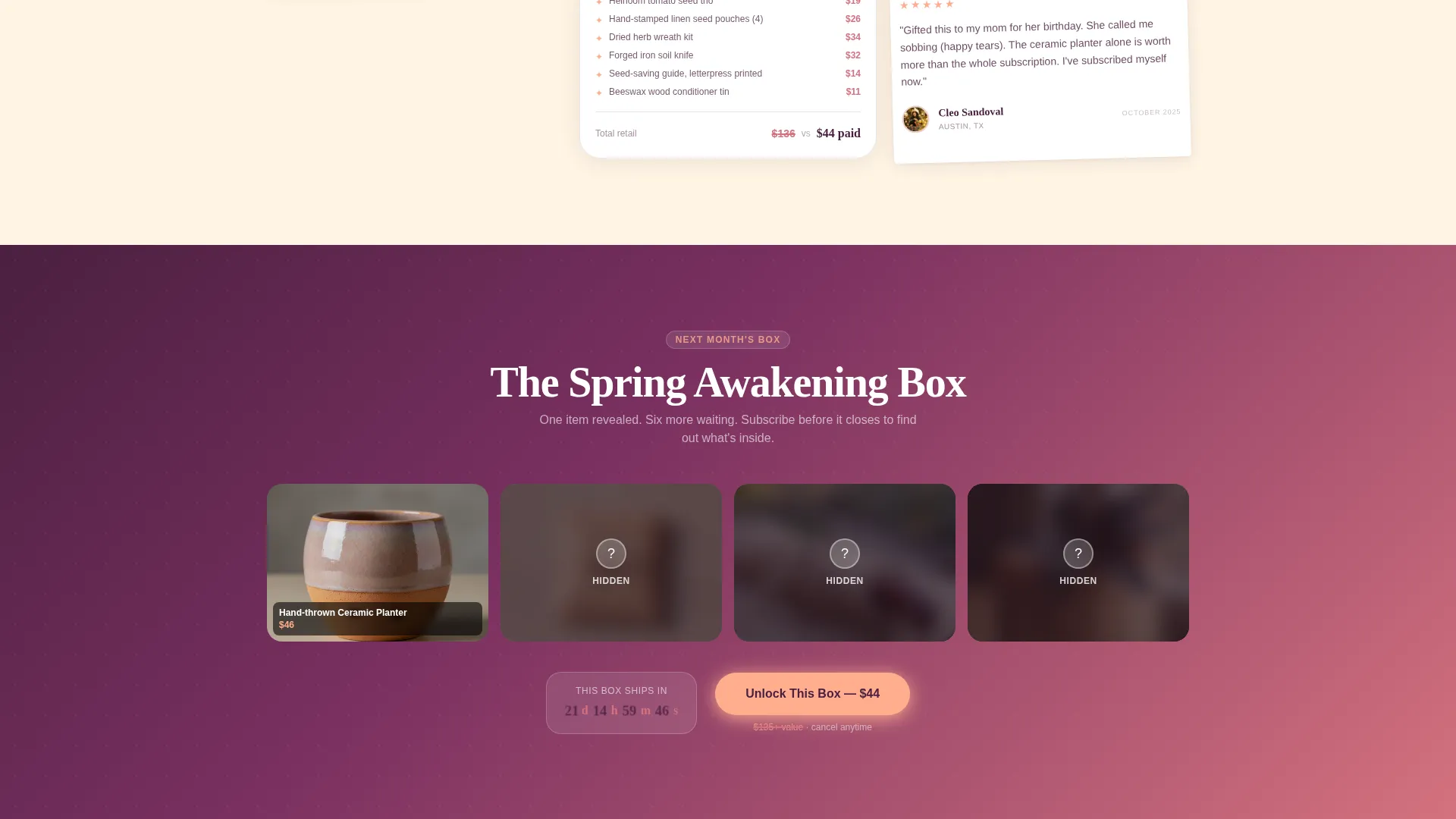 Garden Subscription Box Landing Page Template