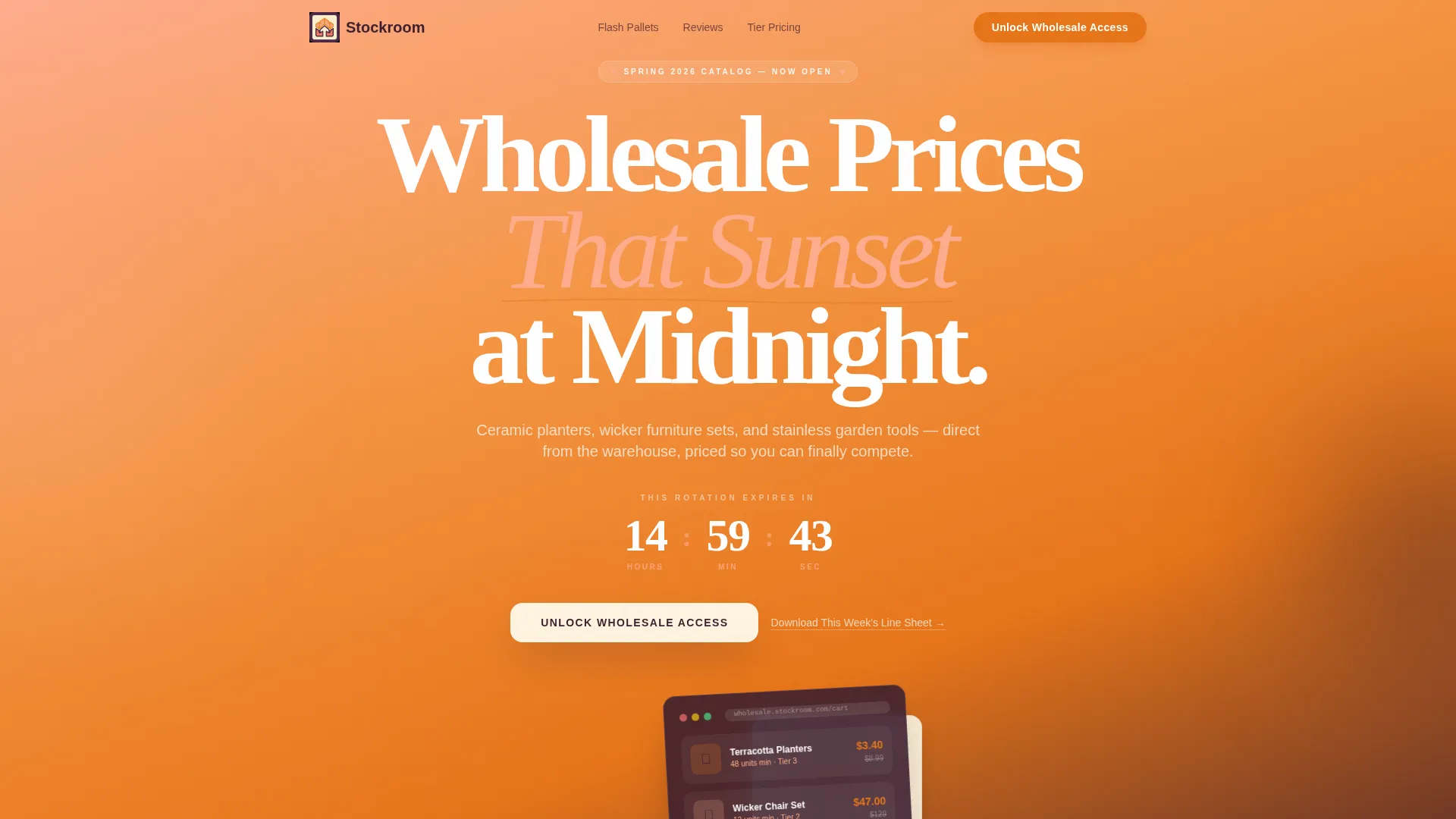 Wholesale Home & Garden Landing Page Template