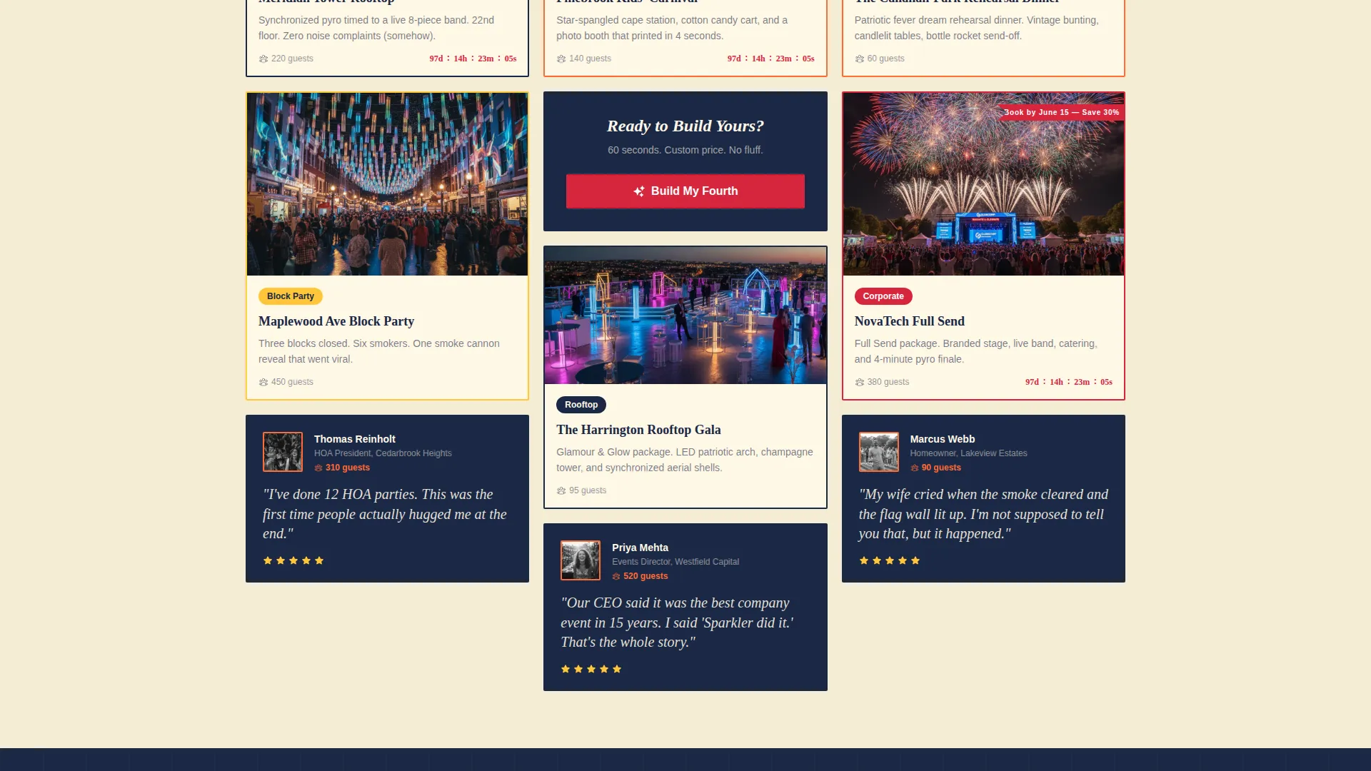 Bold Independence Day Event Planner Landing Page
