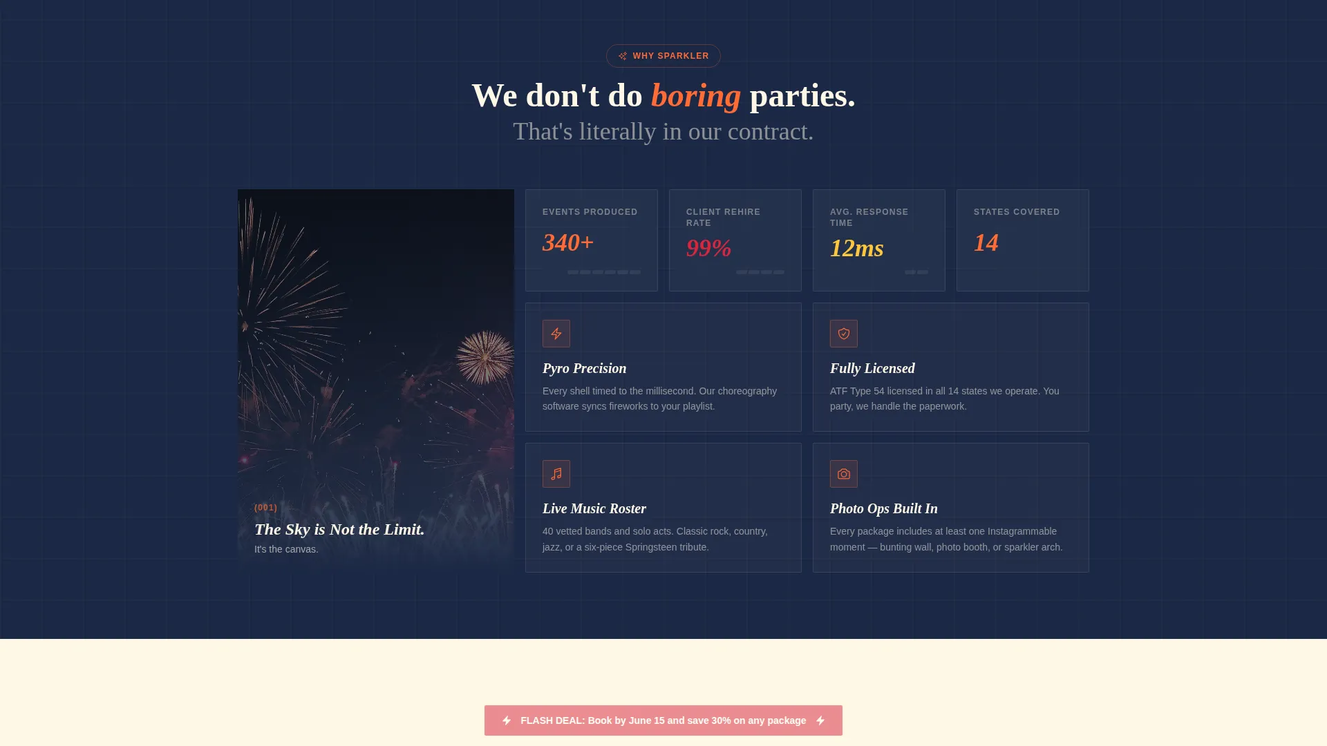 Bold Independence Day Event Planner Landing Page