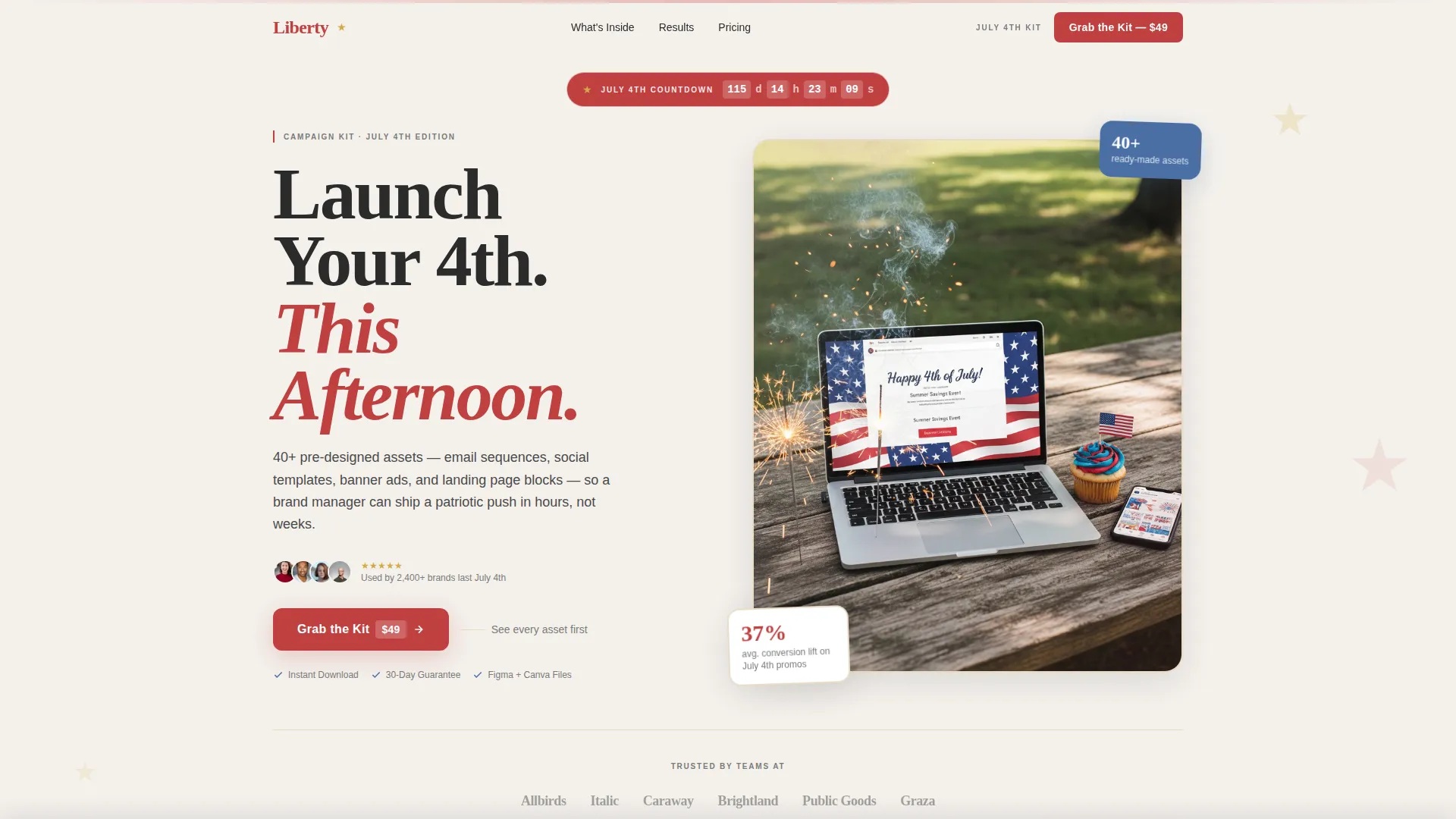 July 4th Campaign Landing Page Template