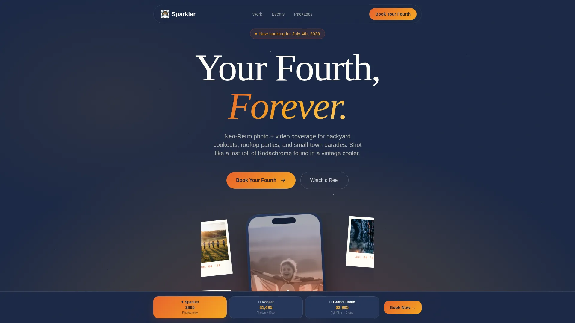 Fourth of July Photography Landing Page Template