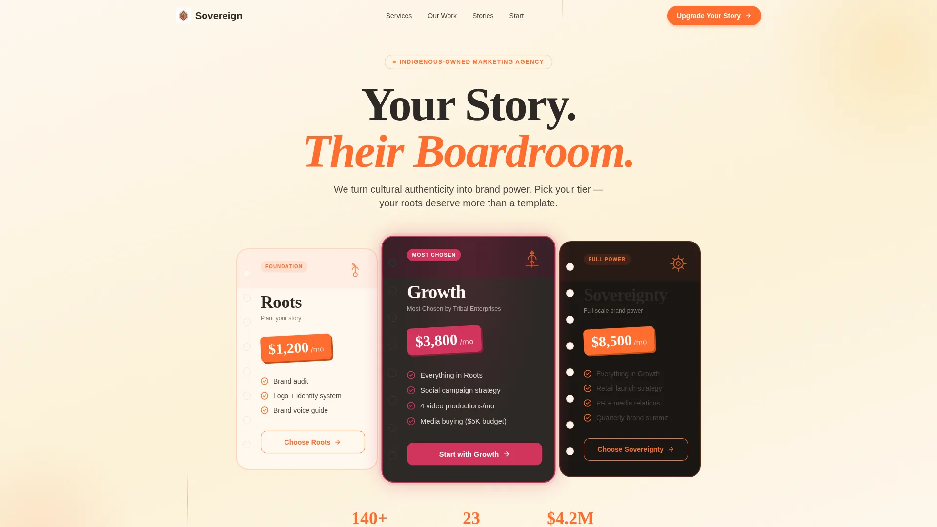 Indigenous-Owned Business Pricing & Packages Website Template