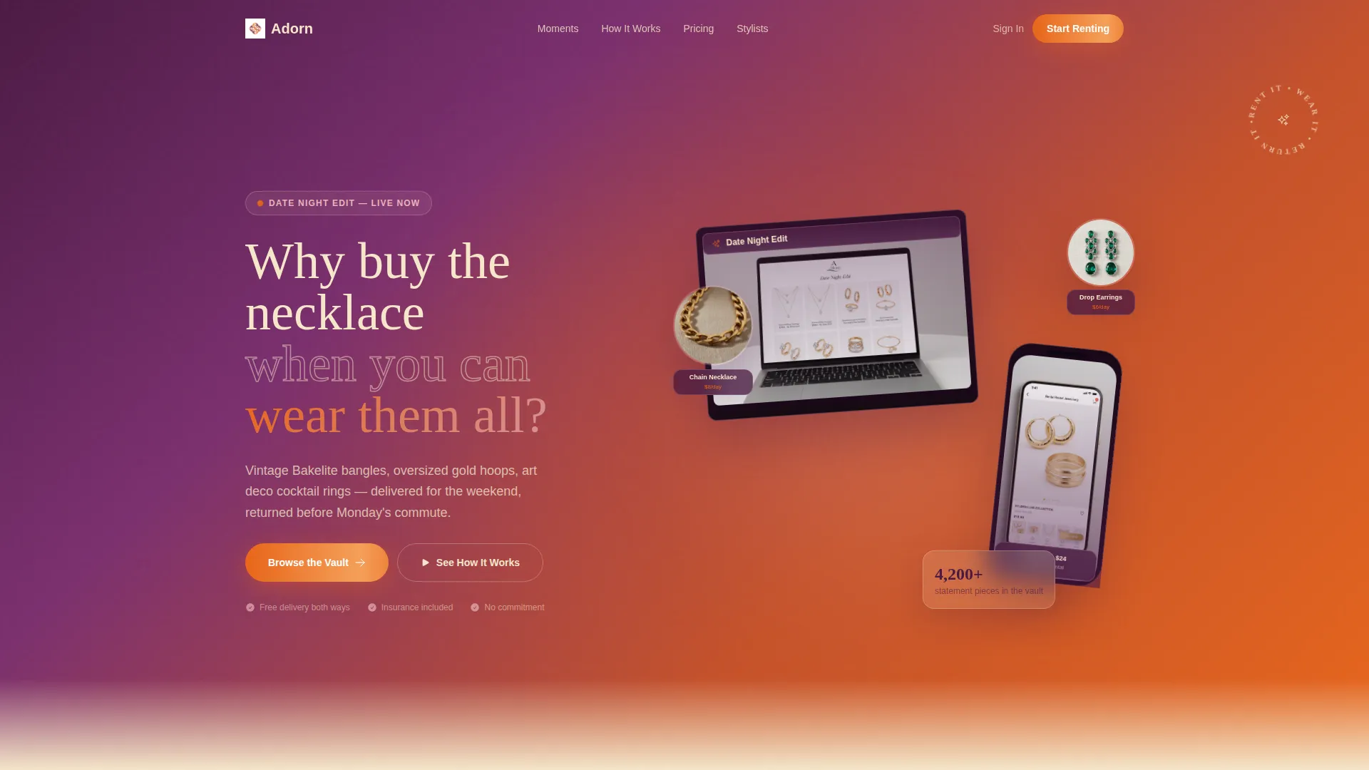 Jewelry Rental Landing Page Template for Subscription Platforms