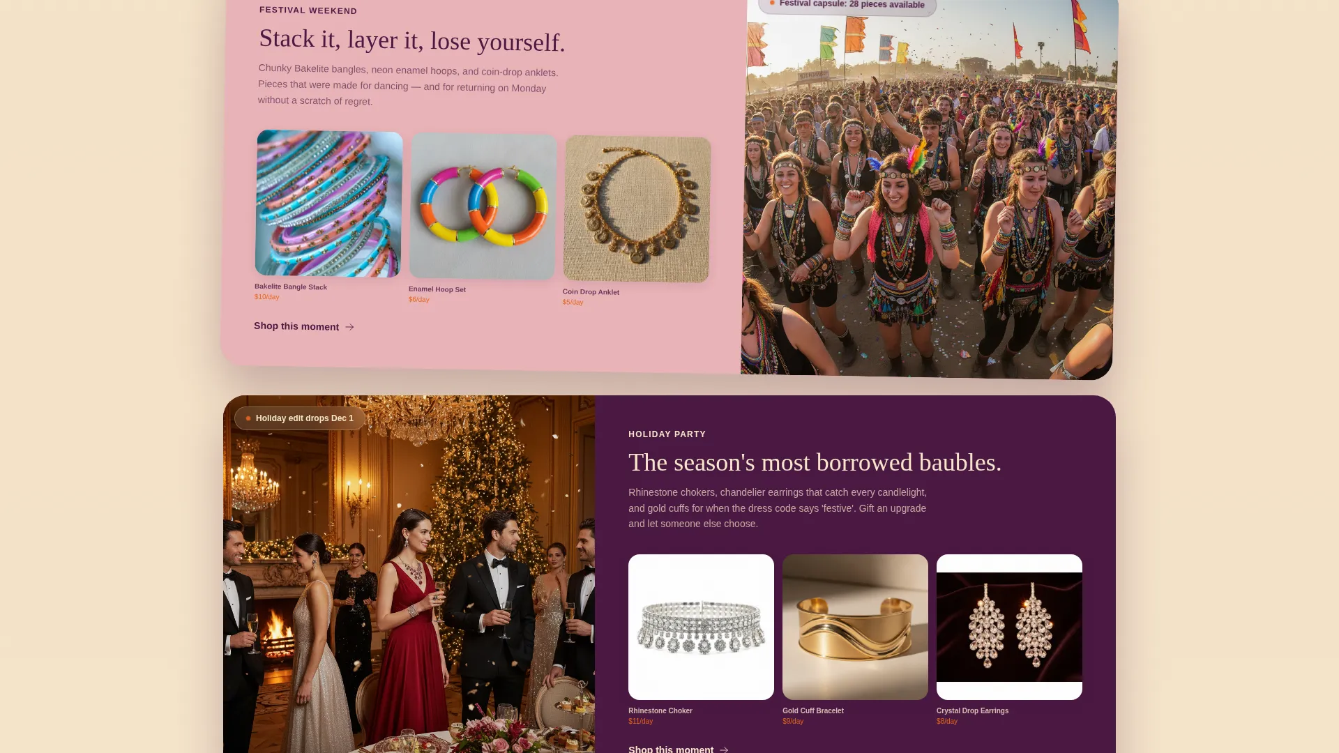 Jewelry Rental Landing Page Template for Subscription Platforms