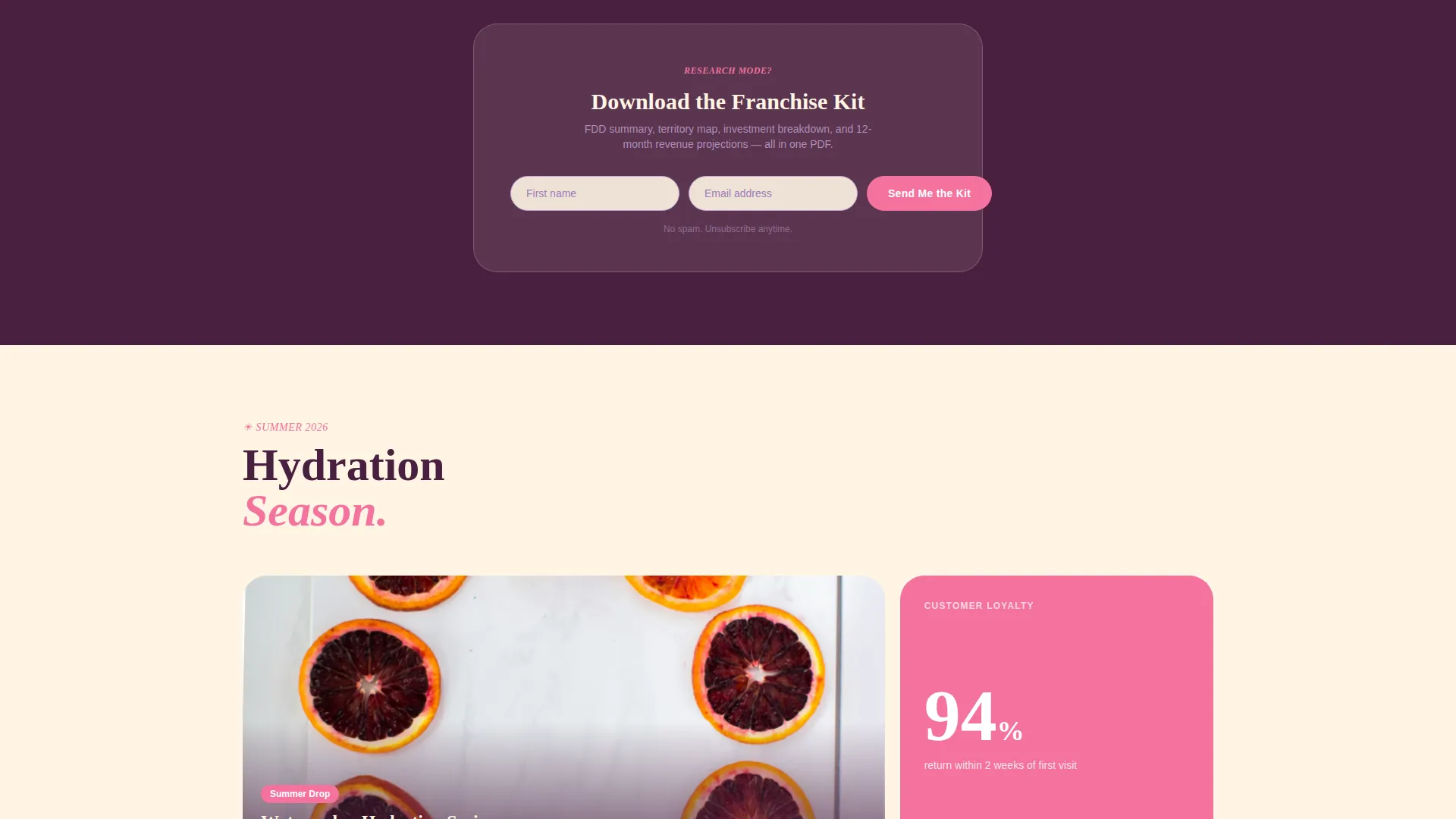 Vibrant Franchise Landing Page Template