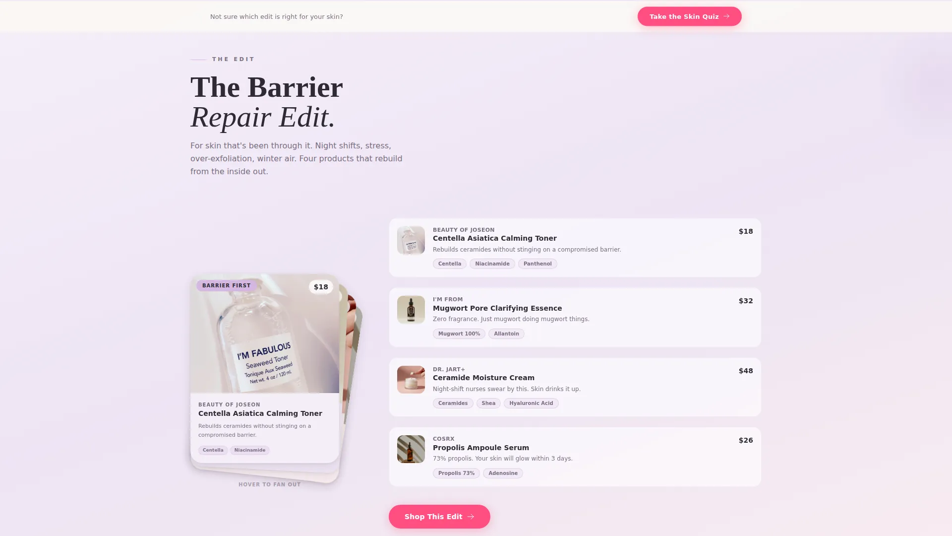 Curated Korean Skincare Landing Page Template