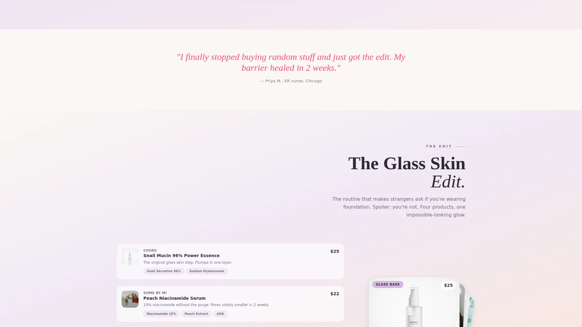 Curated Korean Skincare Landing Page Template