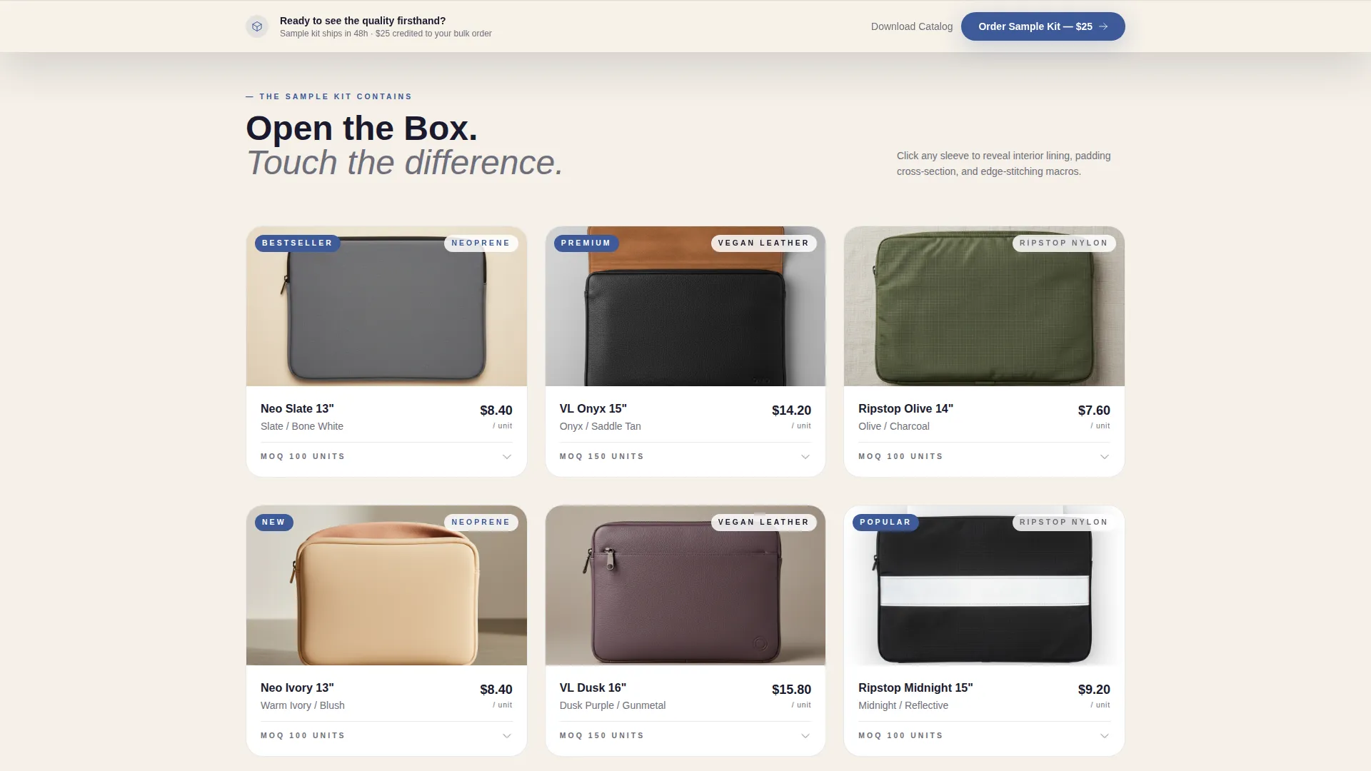 Wholesale Laptop Sleeves & Tech Accessories Landing Page