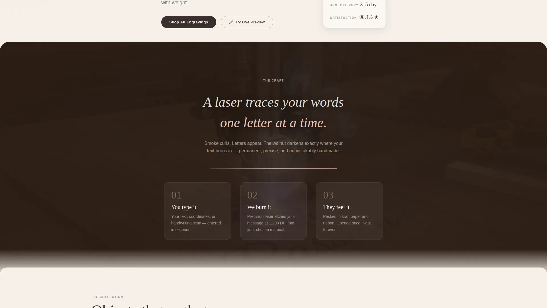 Laser Engraving Marketplace Landing Page Template