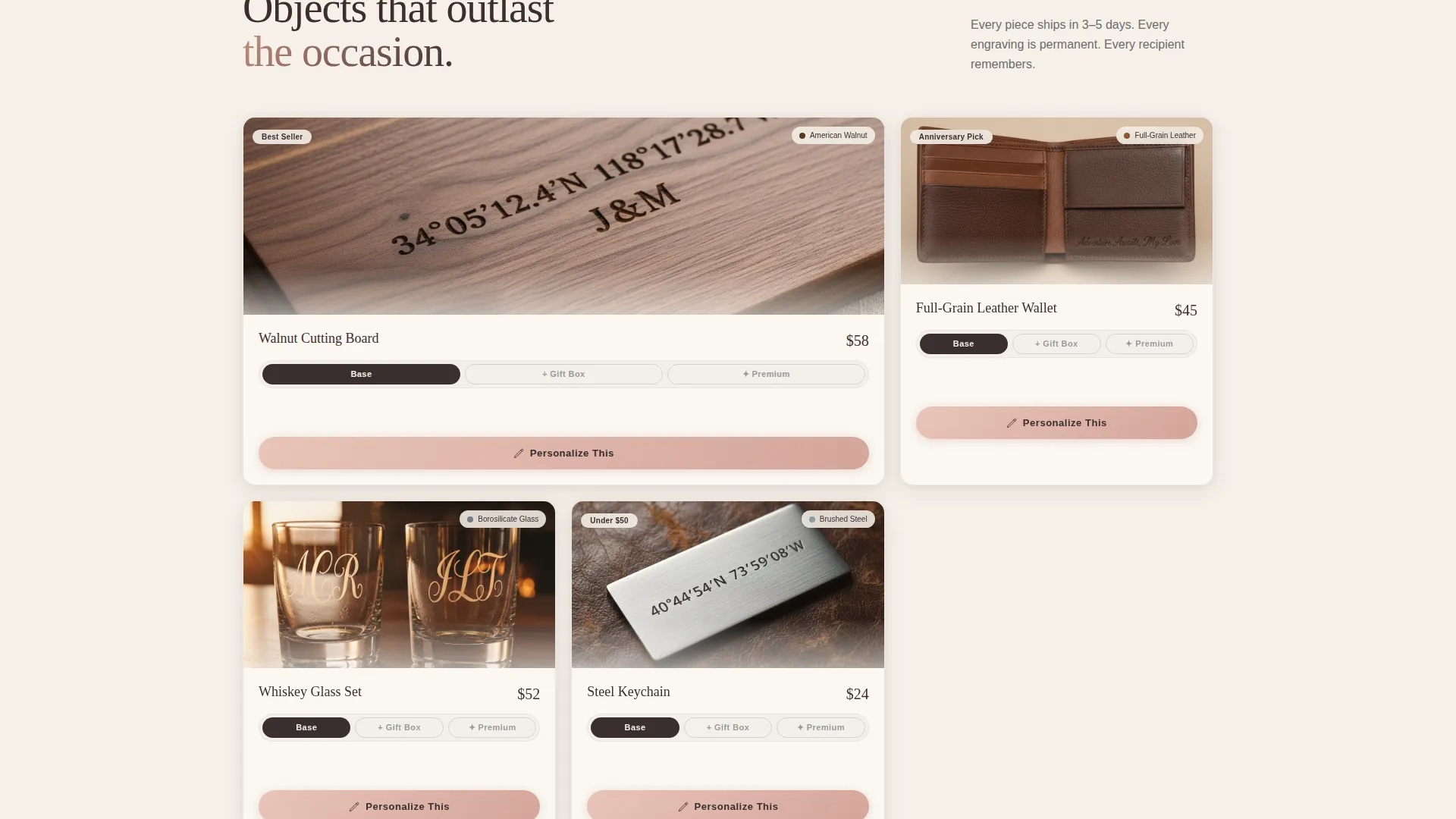 Laser Engraving Marketplace Landing Page Template