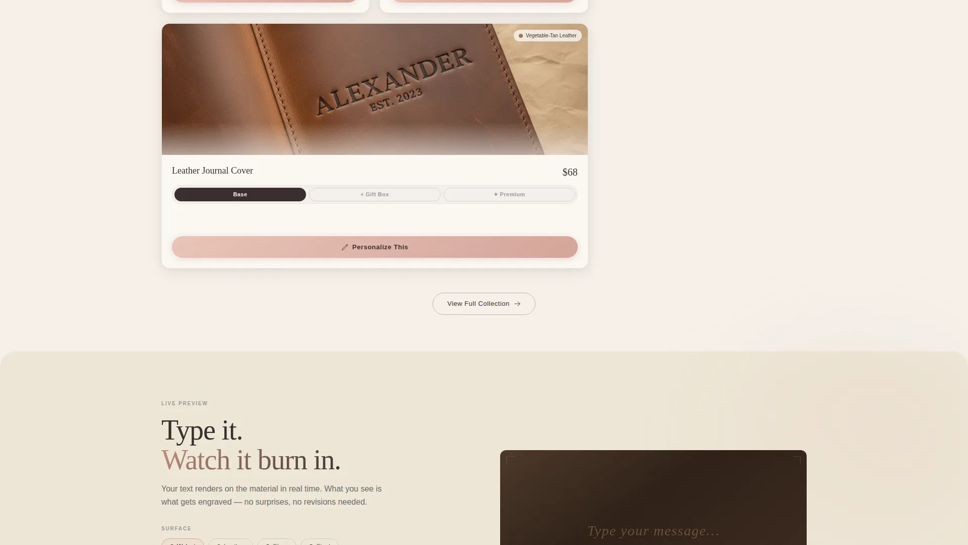 Laser Engraving Marketplace Landing Page Template