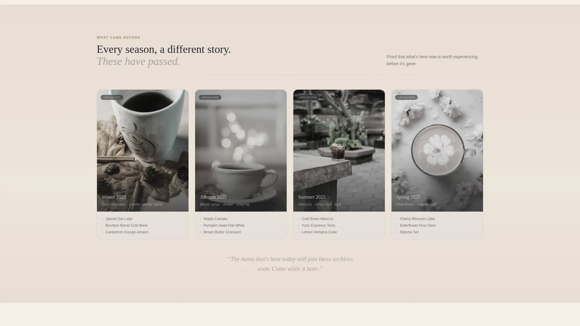 Artisan Café Landing Page Template with Quiz and Masonry Grid