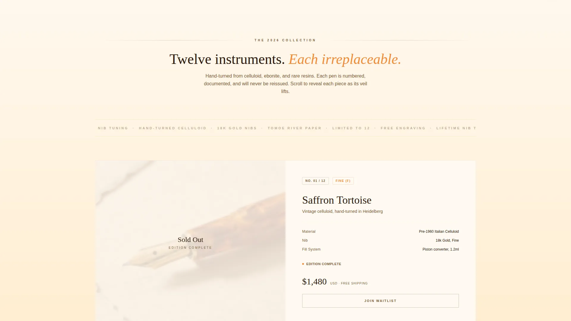 Luxury Fountain Pen Limited Edition Landing Page