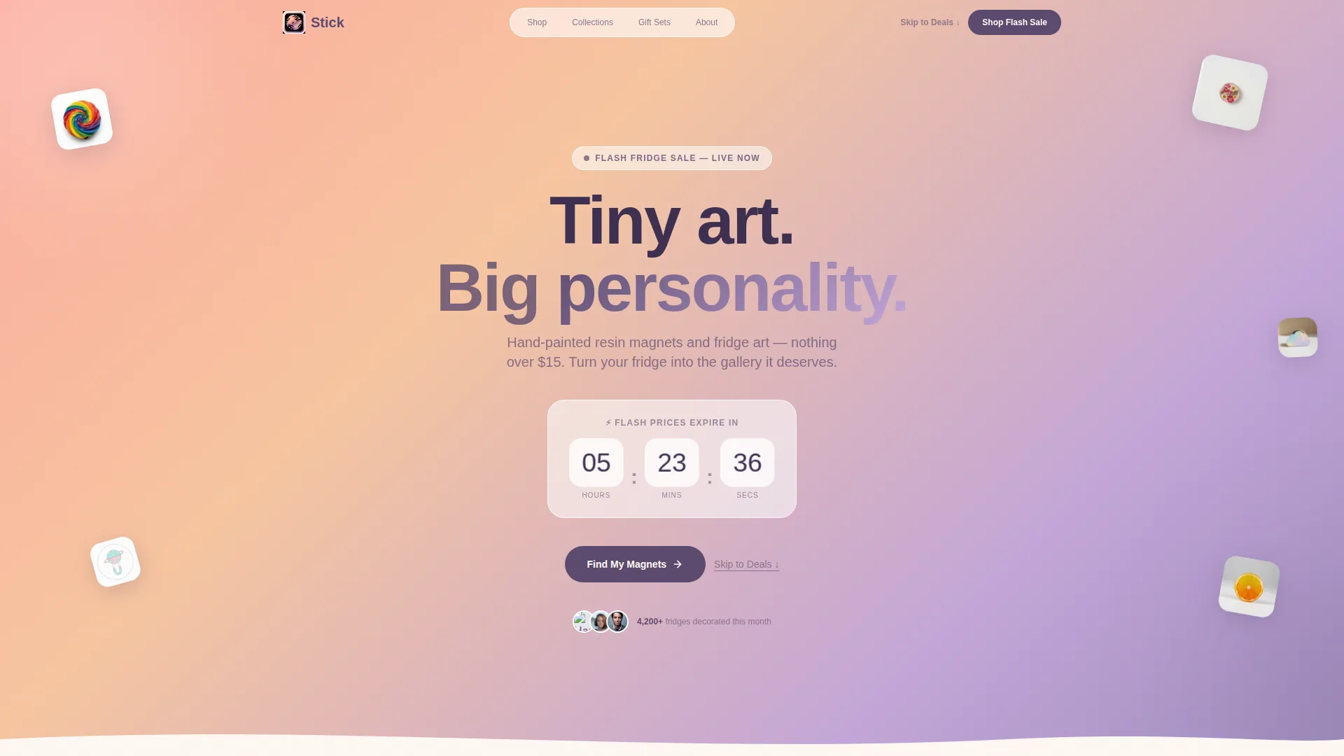 Flash Sale Landing Page for Magnet & Fridge Art Stores