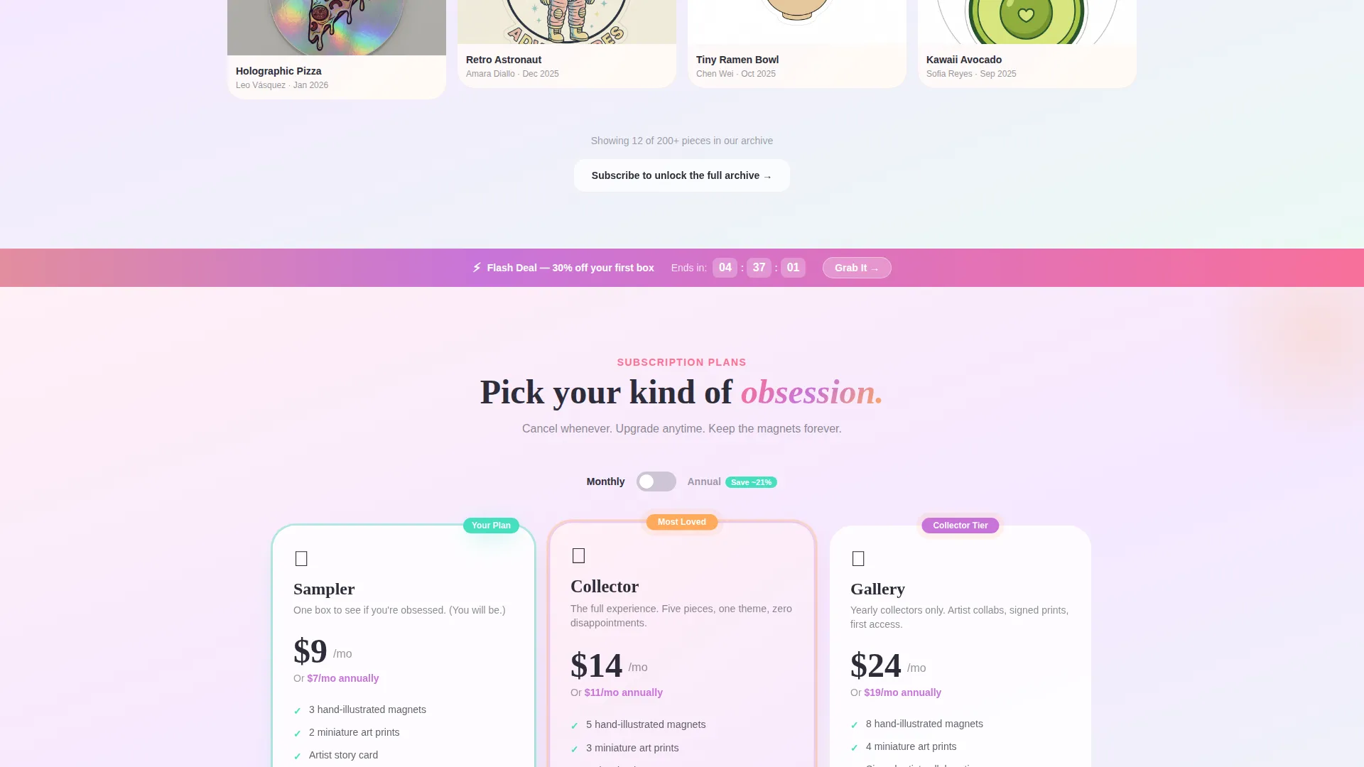 Fridge Art Subscription Box Landing Page Template