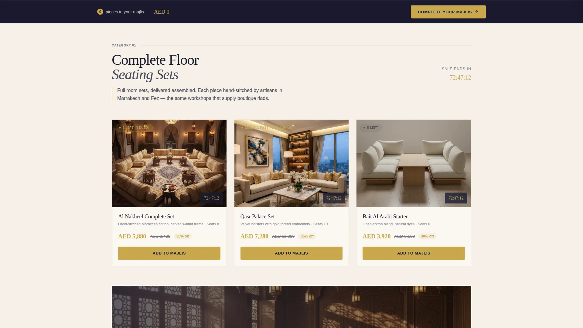 Arabic Seating Flash Sale Landing Page Template