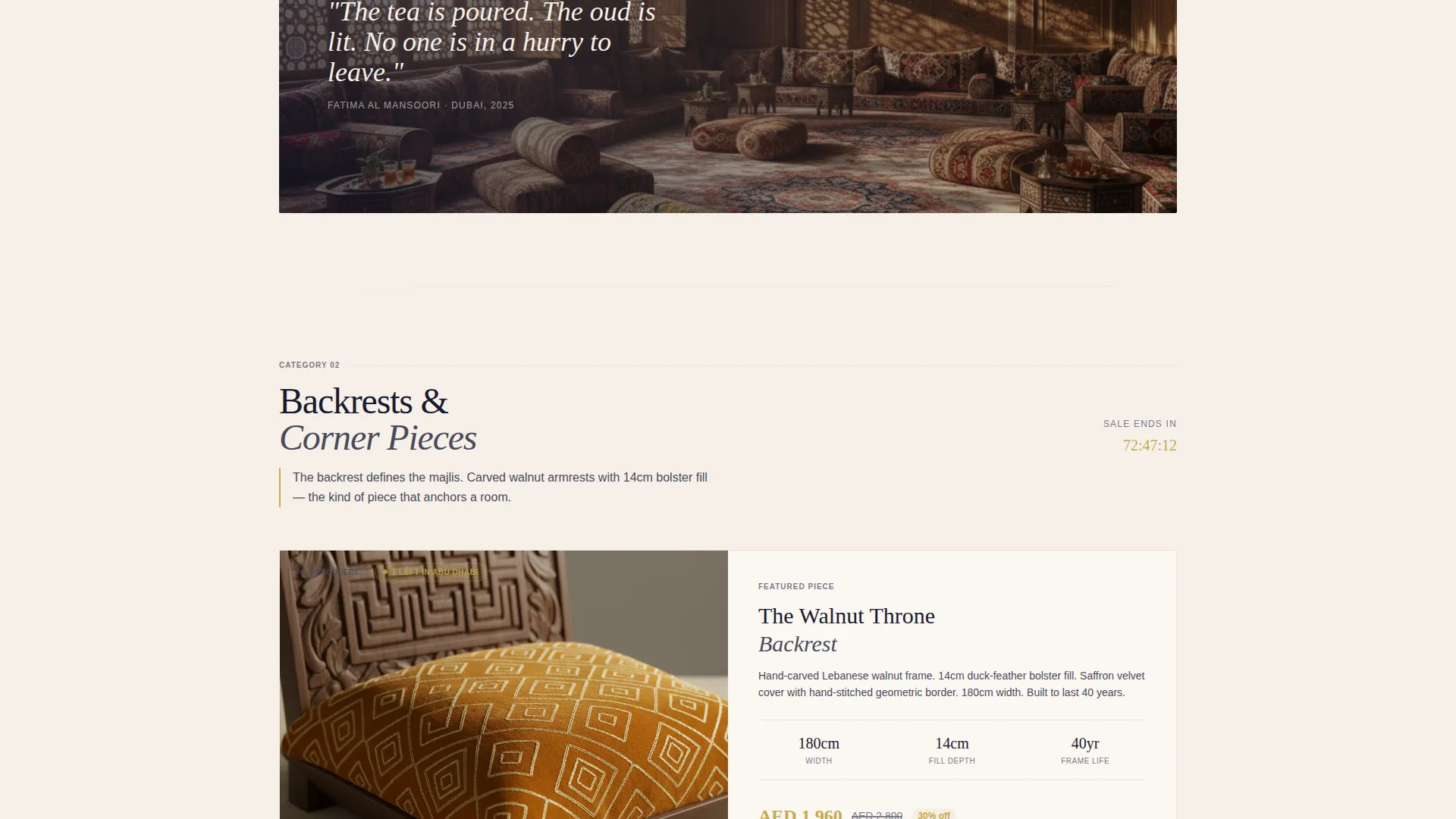 Arabic Seating Flash Sale Landing Page Template