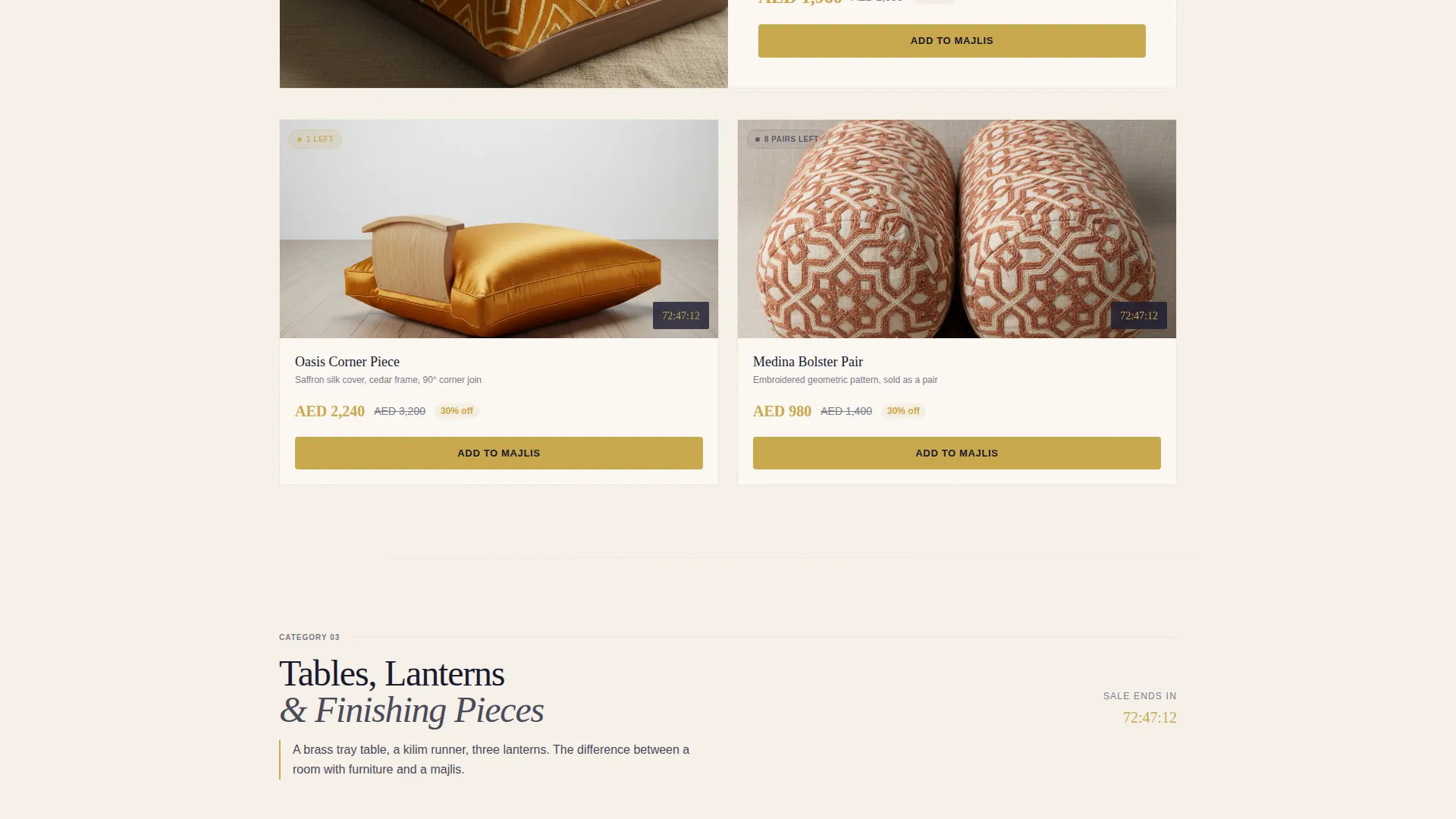 Arabic Seating Flash Sale Landing Page Template