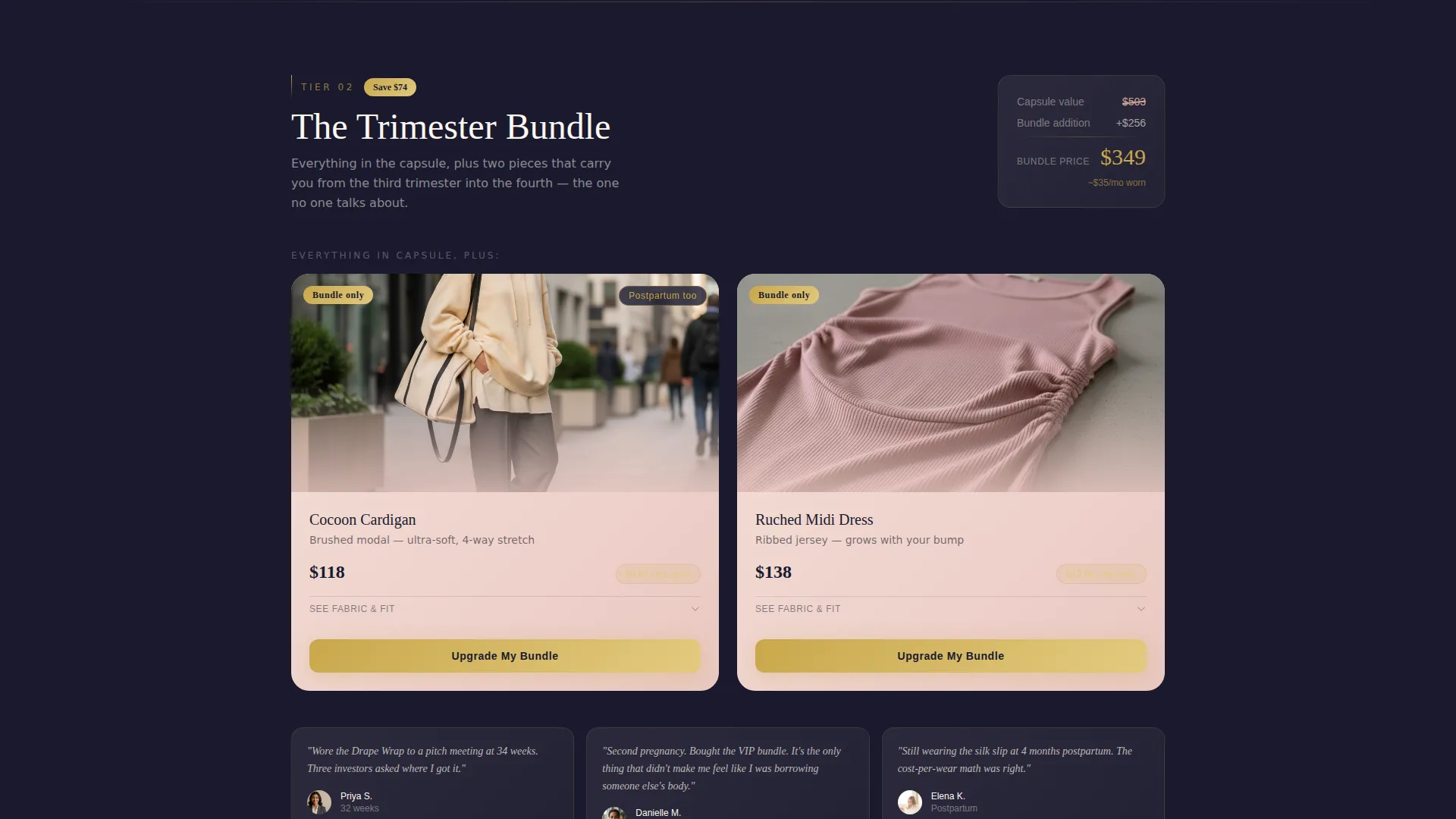 Maternity Landing Page Template | Obsidian & Gold