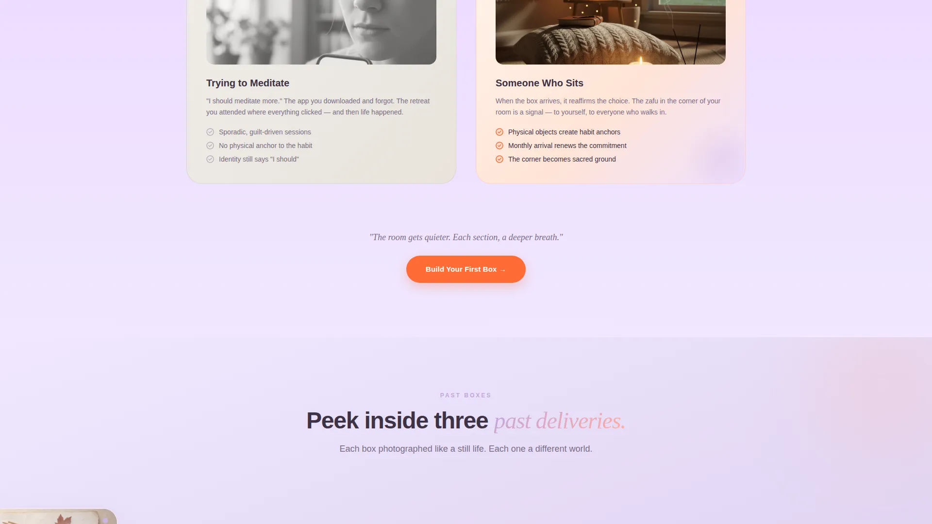Serene Meditation Subscription Box Landing Page Template