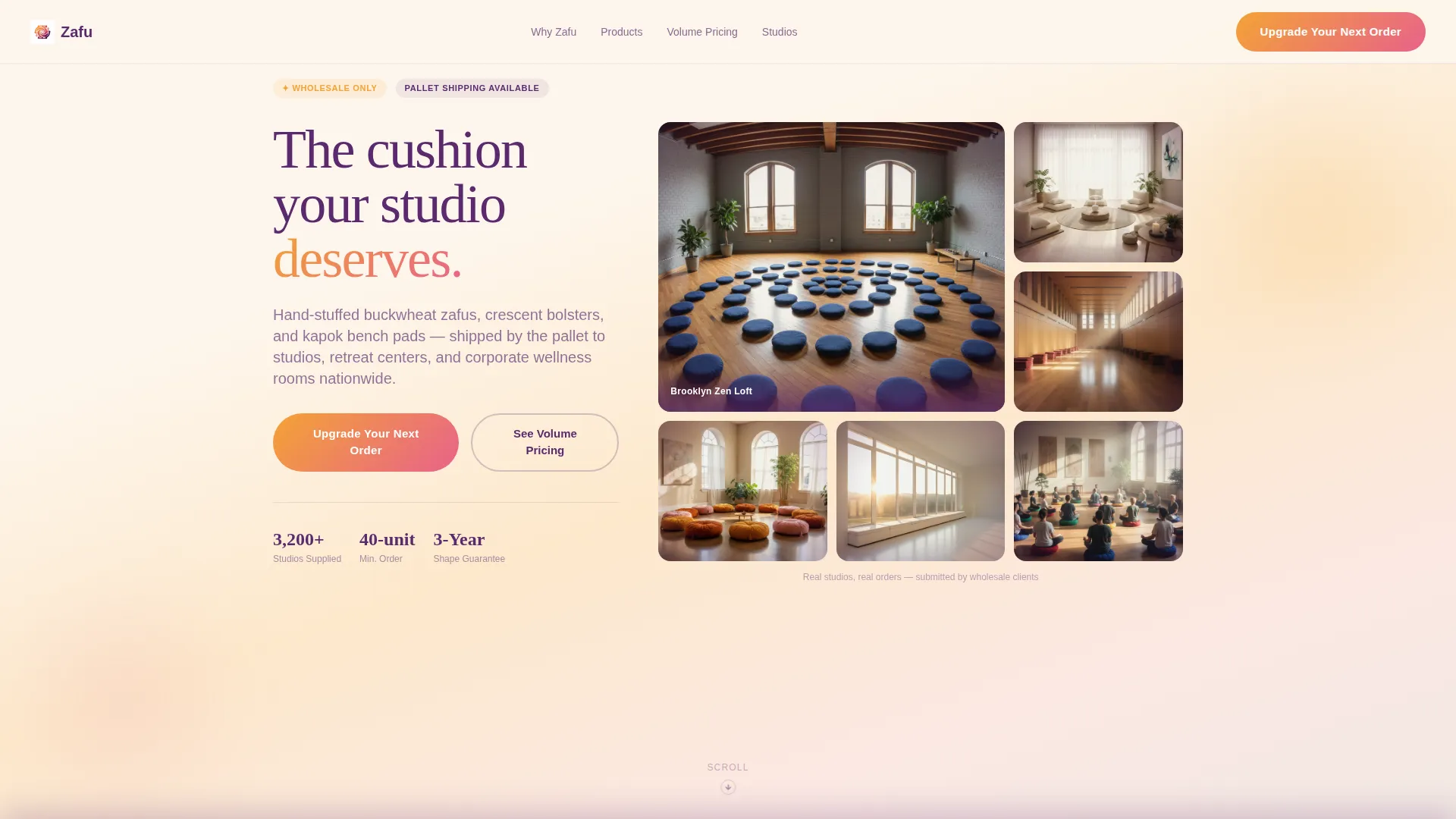 Wholesale Meditation Cushions B2B Landing Page Template