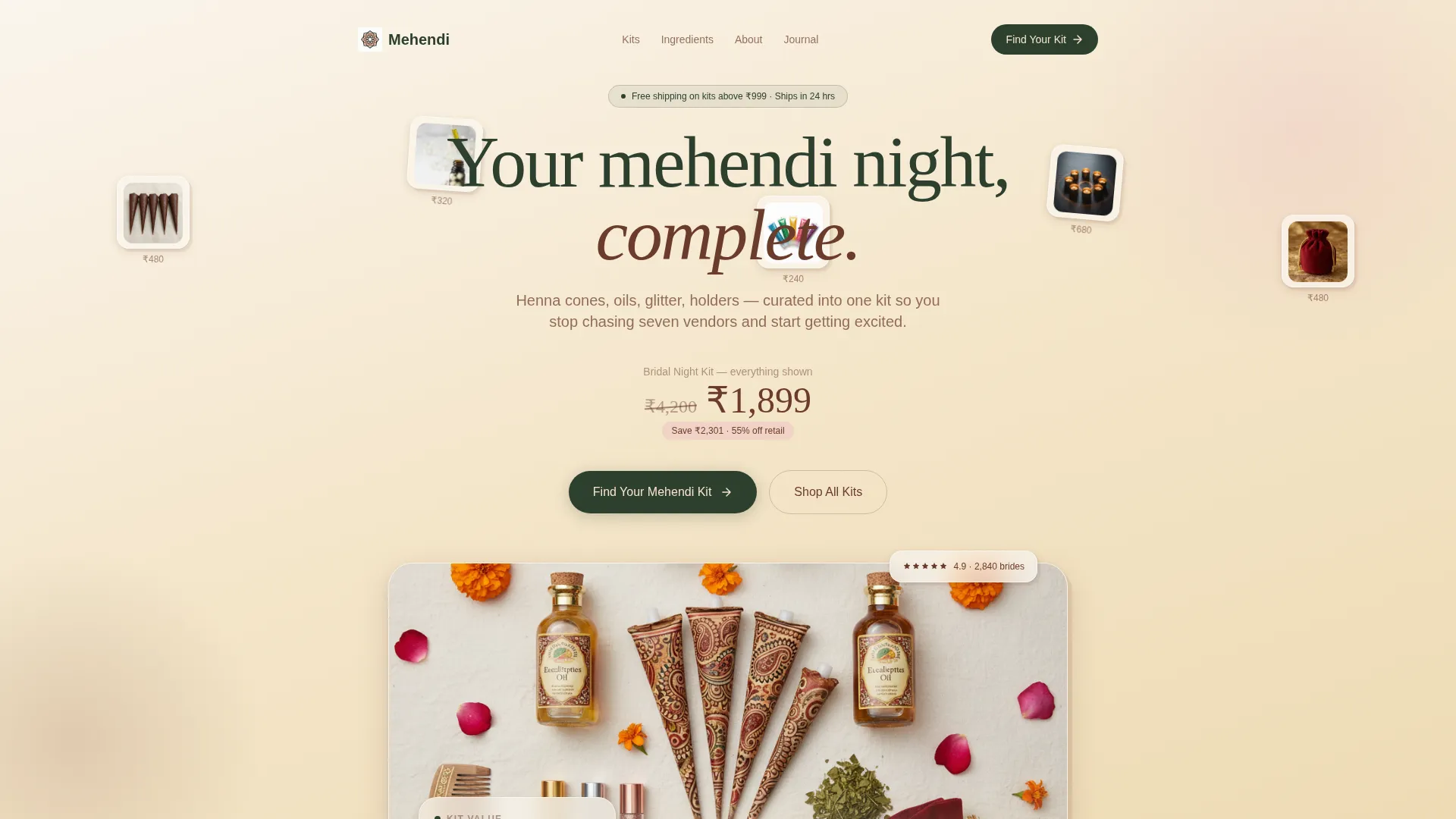 Bridal Landing Page Template for Henna Stores