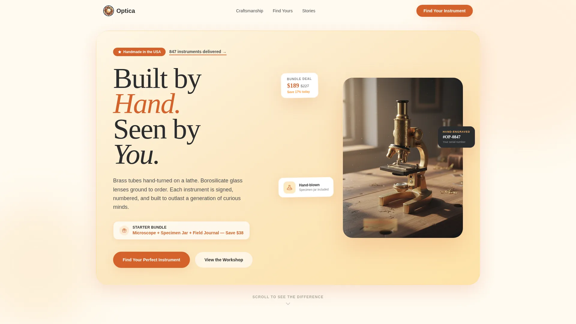 Handmade Science Equipment Landing Page Template