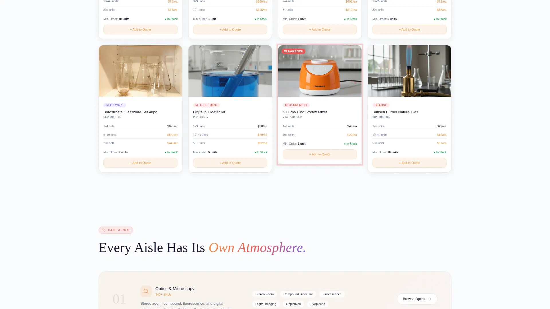 Science Equipment Wholesale Marketplace Landing Page