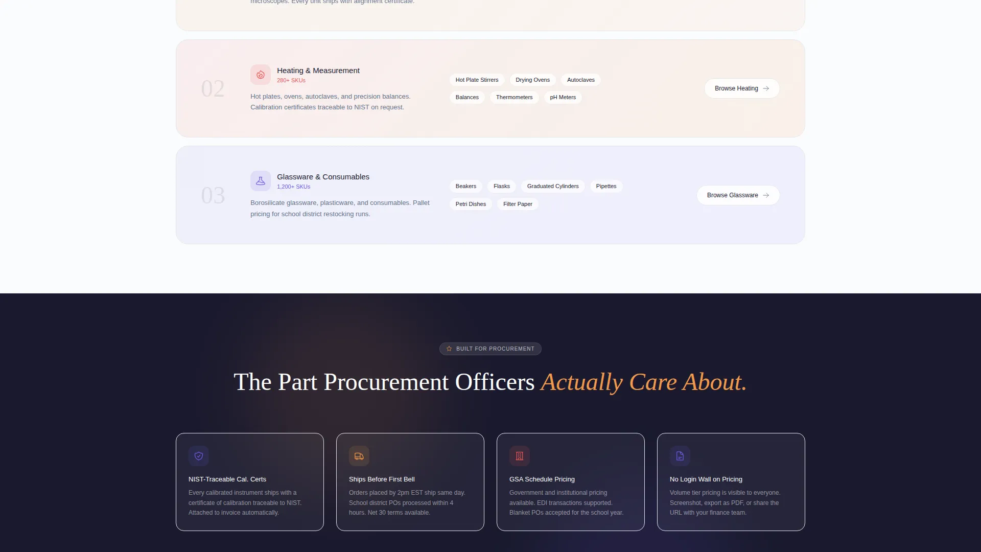 Science Equipment Wholesale Marketplace Landing Page