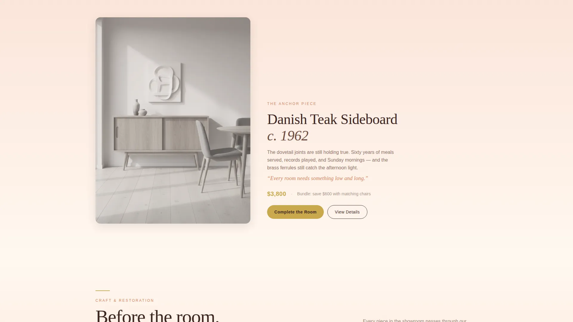 Curated Furniture Landing Page Template