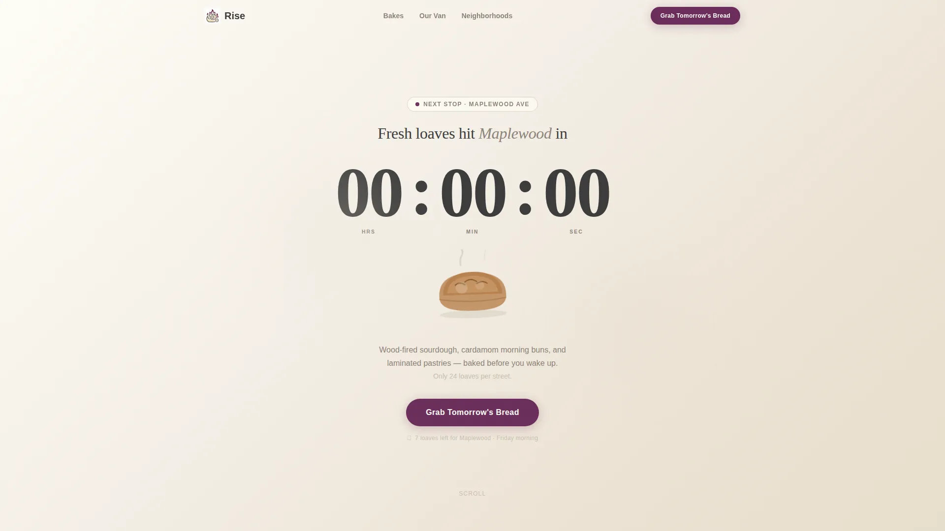 Mobile Bakery Landing Page Template with Countdown Timer