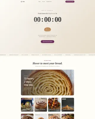 Mobile Bakery Landing Page Template with Countdown Timer