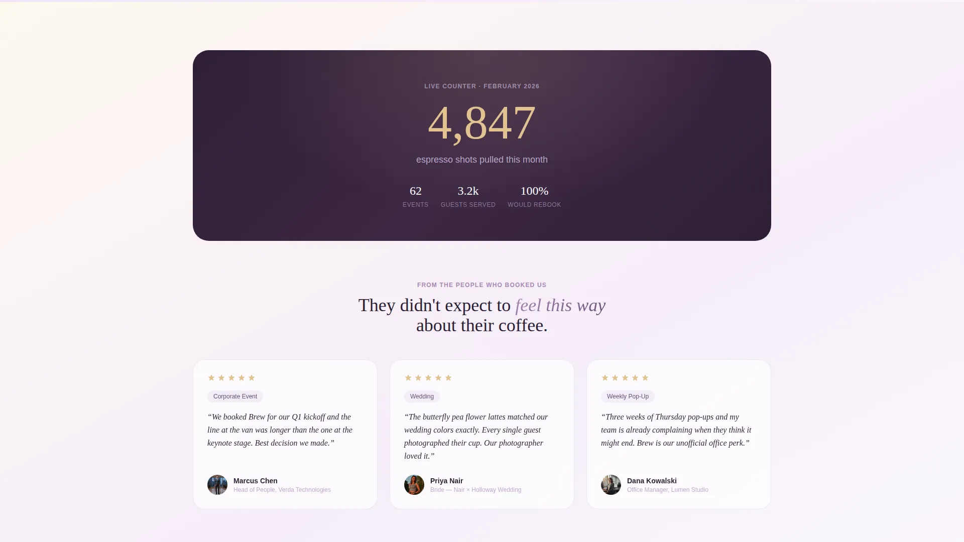 Mobile Café Landing Page Template | Lavender Dream