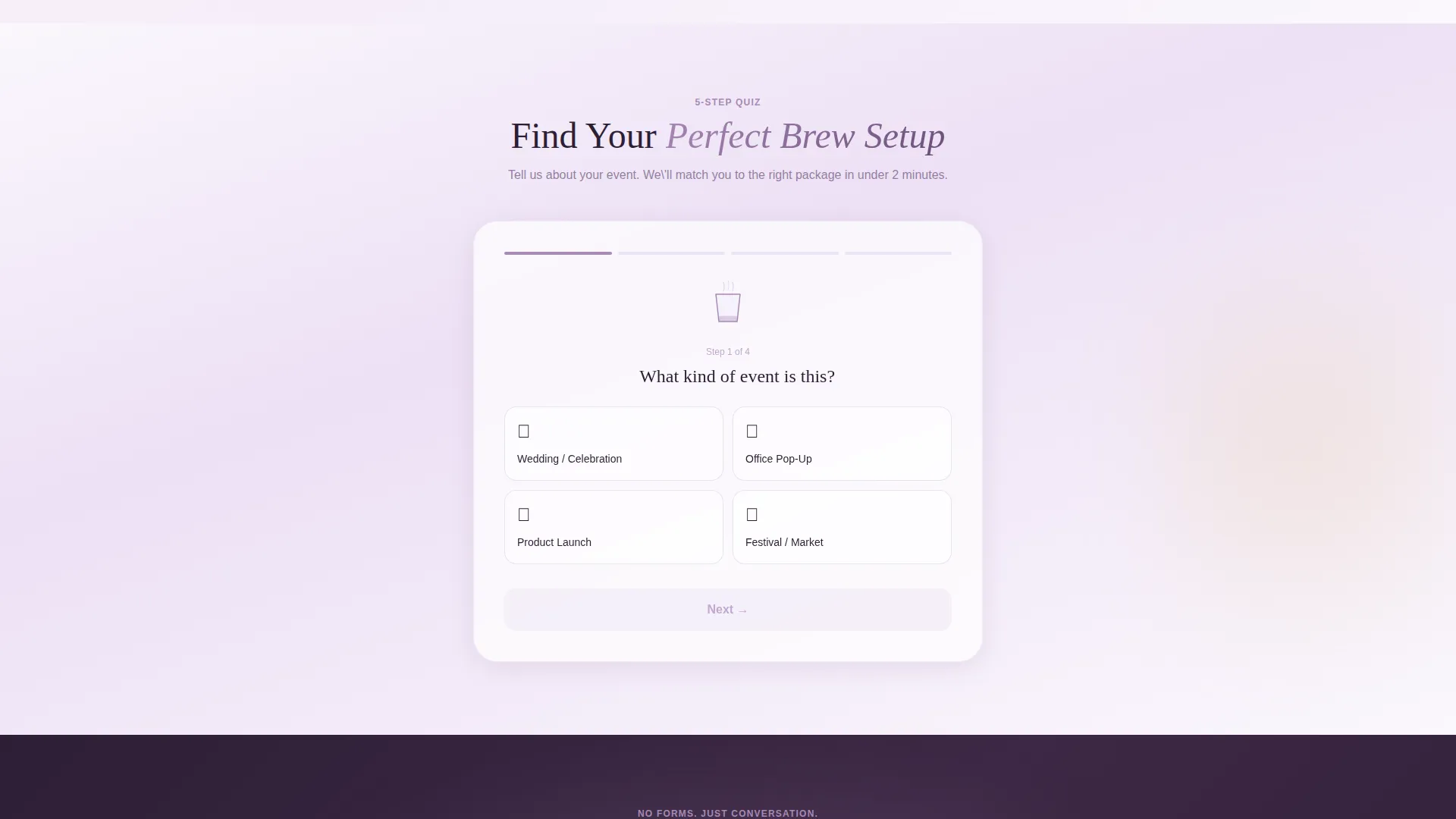Mobile Café Landing Page Template | Lavender Dream