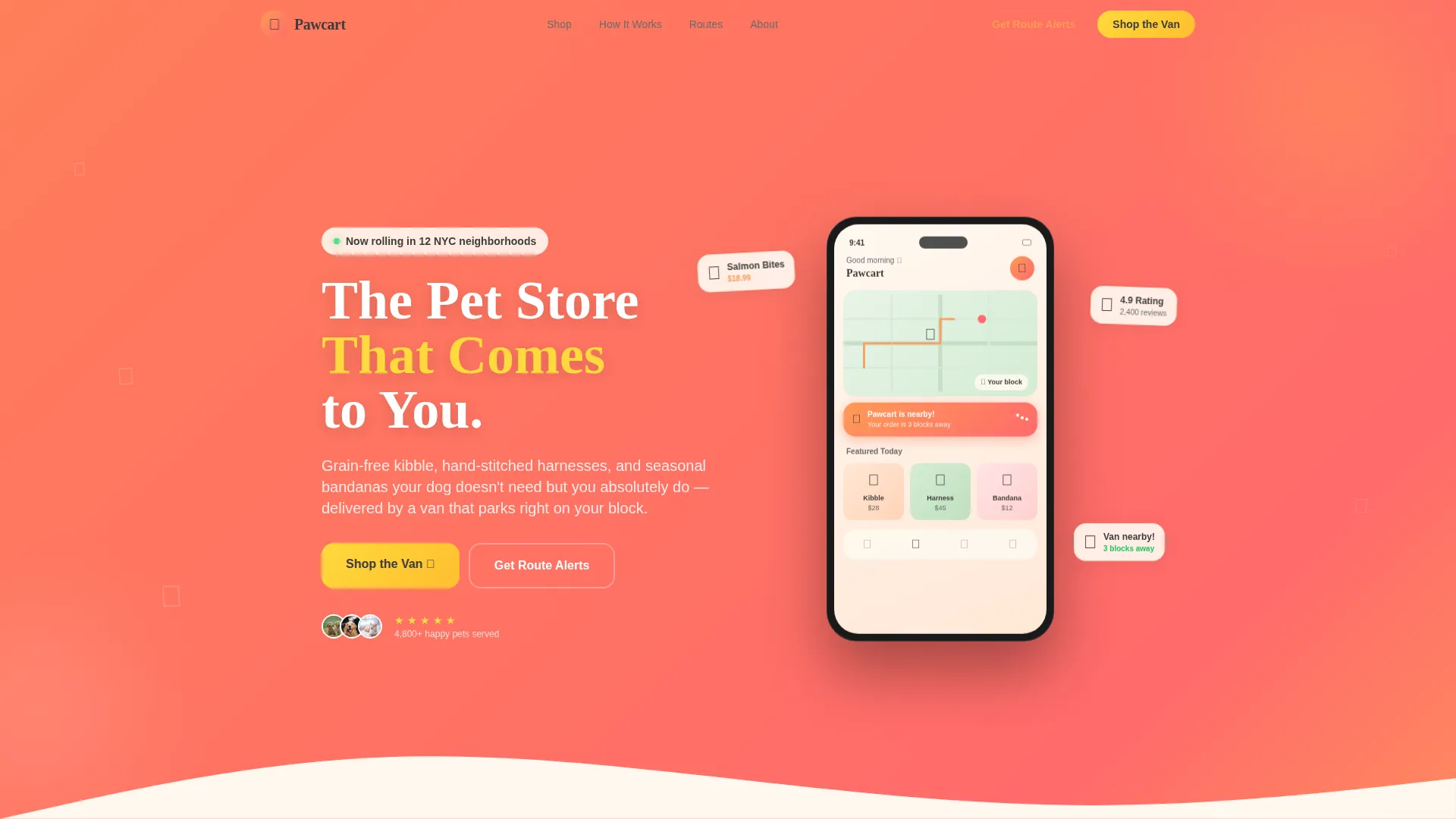 Mobile Pet Shop Bento Grid Landing Page Template