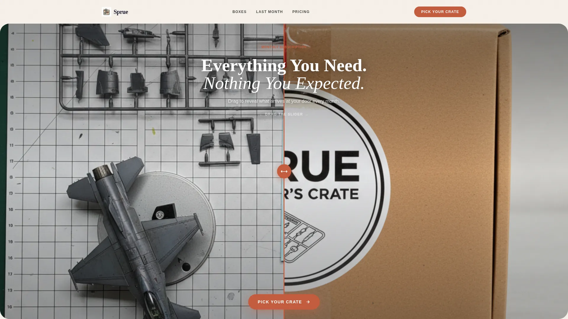 Seasonal Model Kits Subscription Box Landing Page