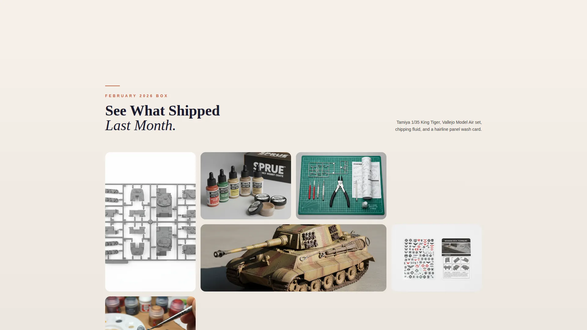 Seasonal Model Kits Subscription Box Landing Page