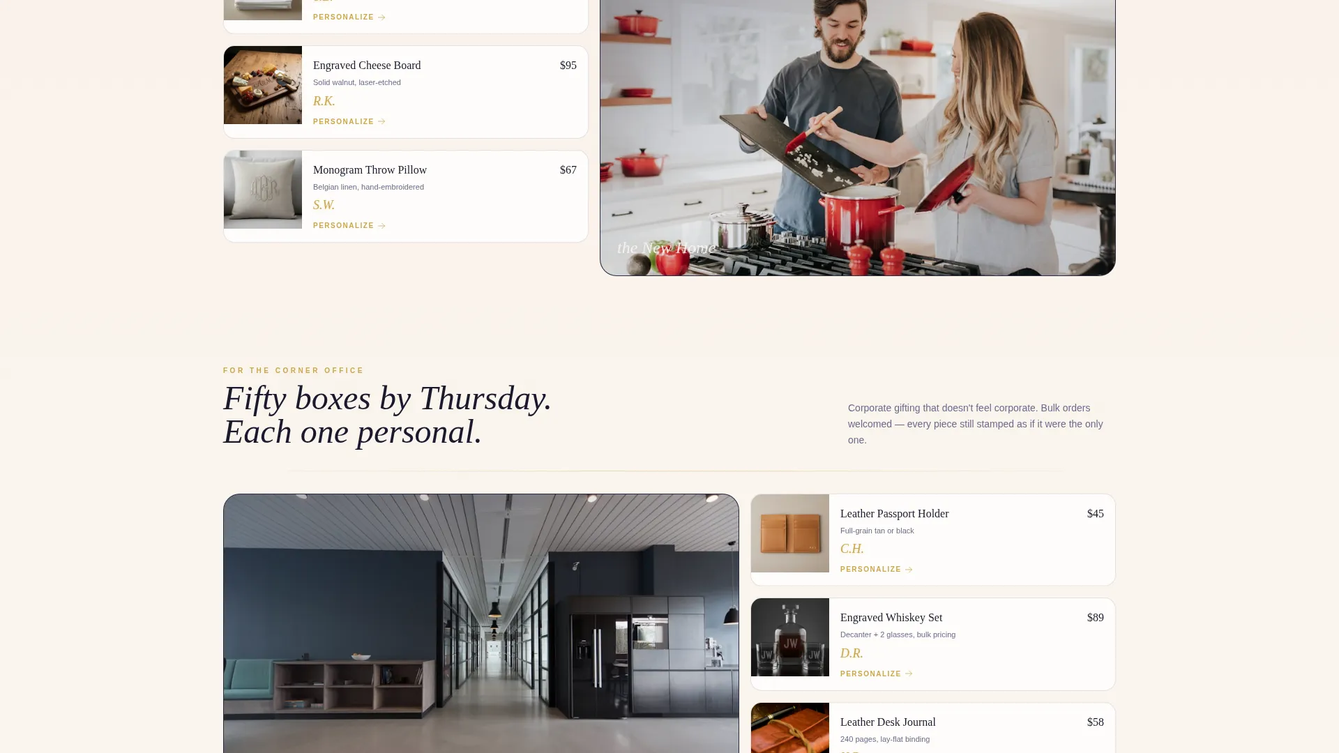 Personalized Gifts Bento Grid Landing Page Template