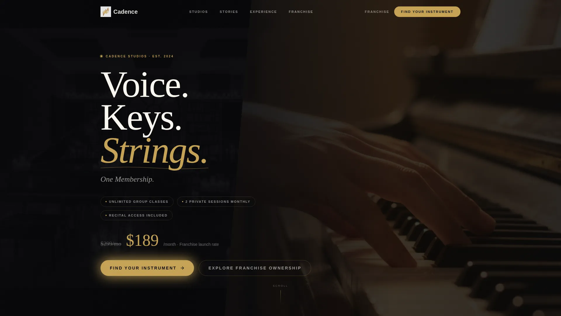 Luxe Music School Franchise Landing Page Template