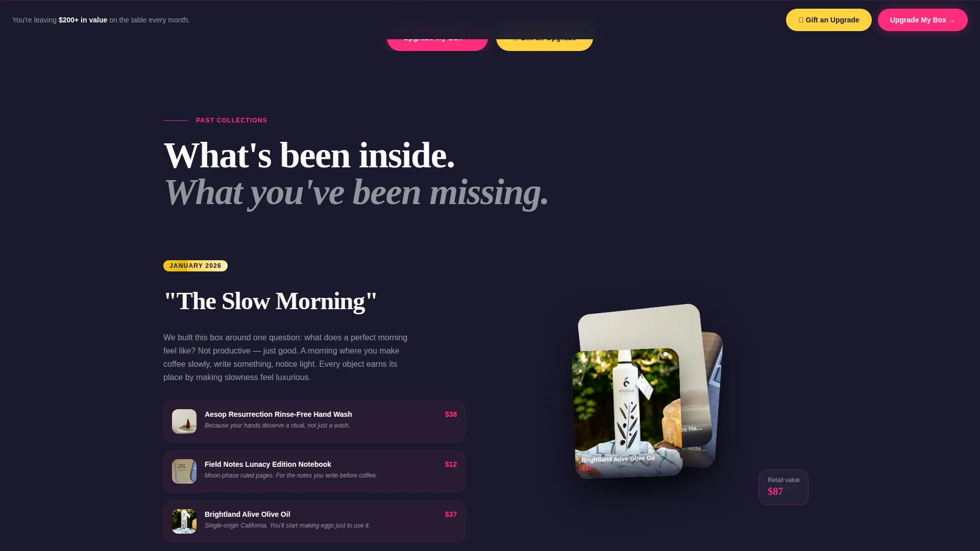 Specialist Subscription Box Services Pricing & Packages Website Template