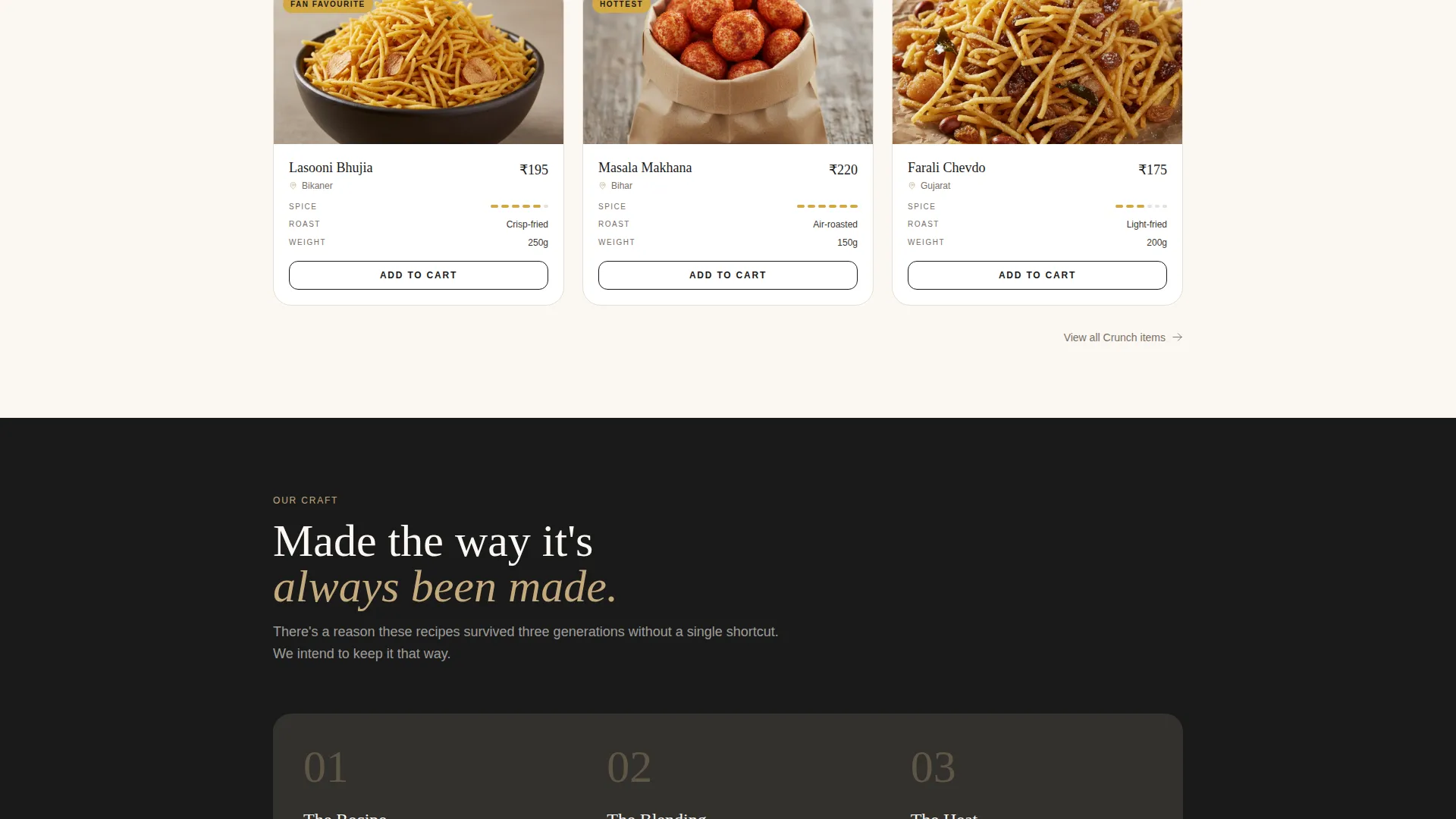 Artisan Snack Landing Page Template for Indian Retail