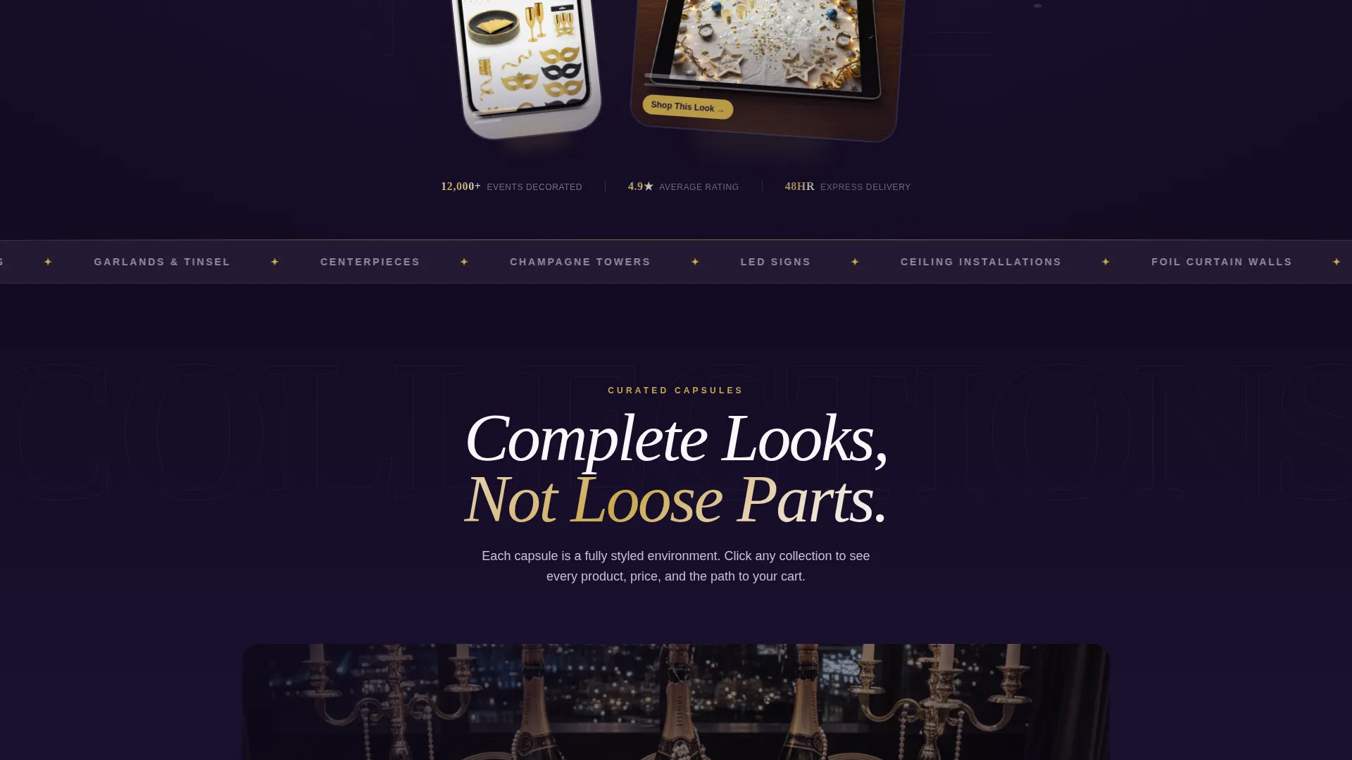 New Year's Eve Decoration Store Landing Page