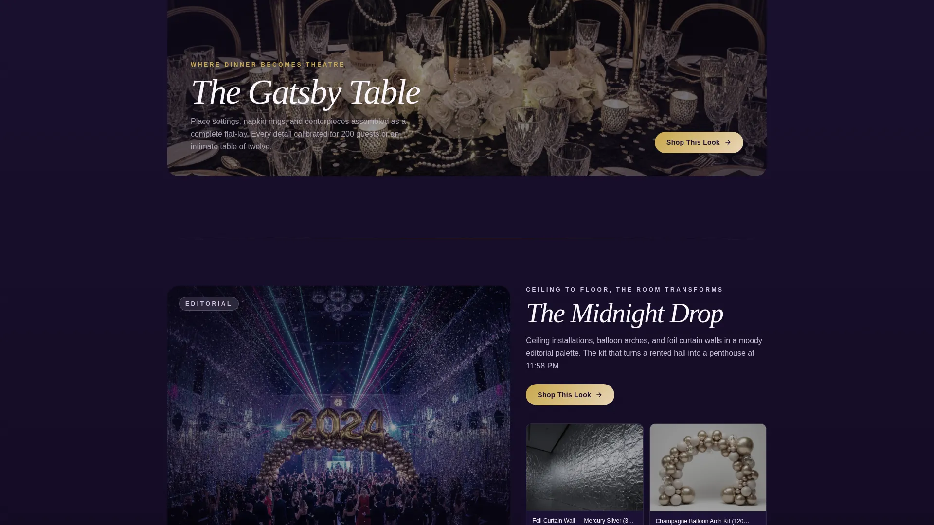 New Year's Eve Decoration Store Landing Page