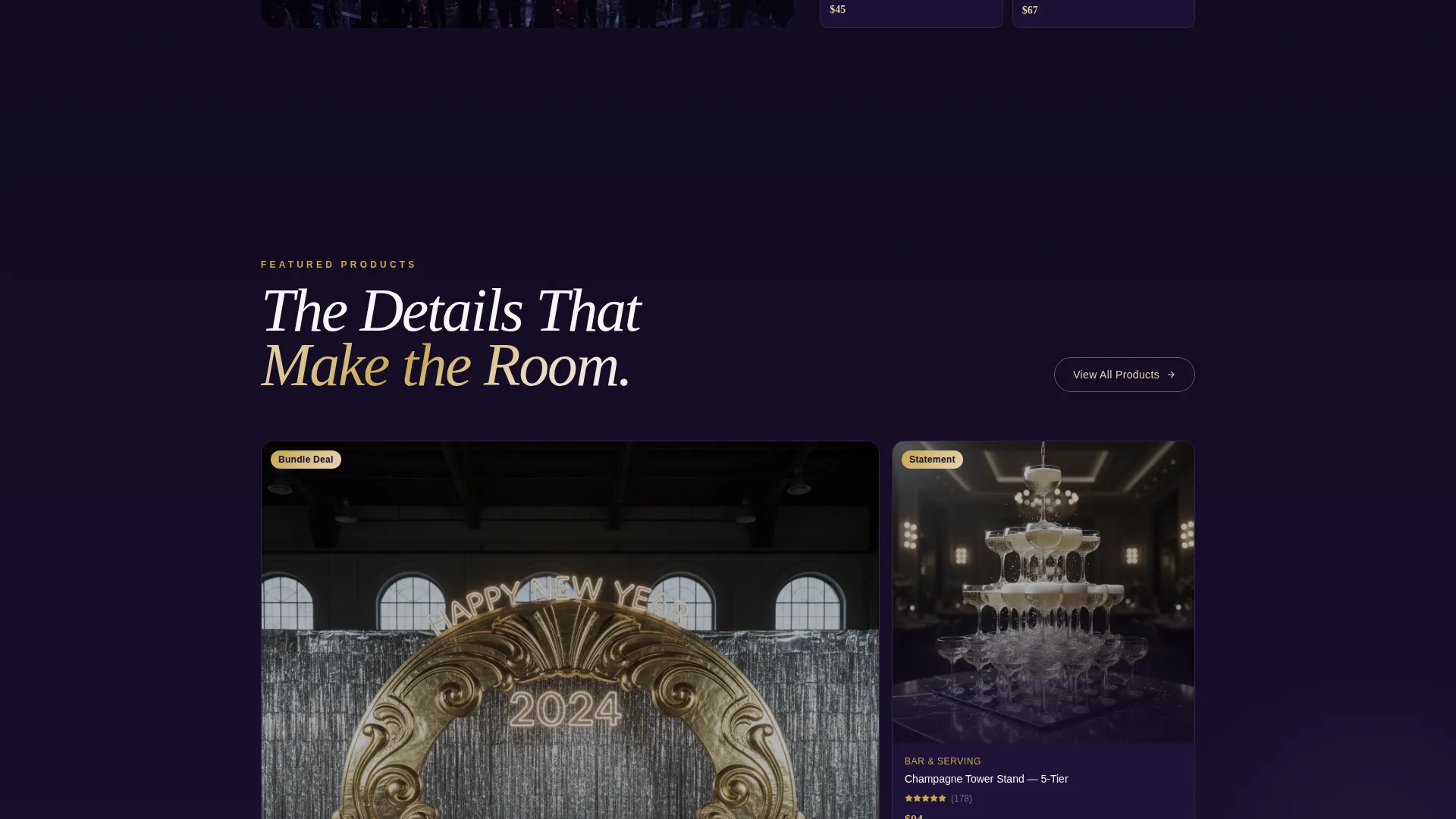 New Year's Eve Decoration Store Landing Page