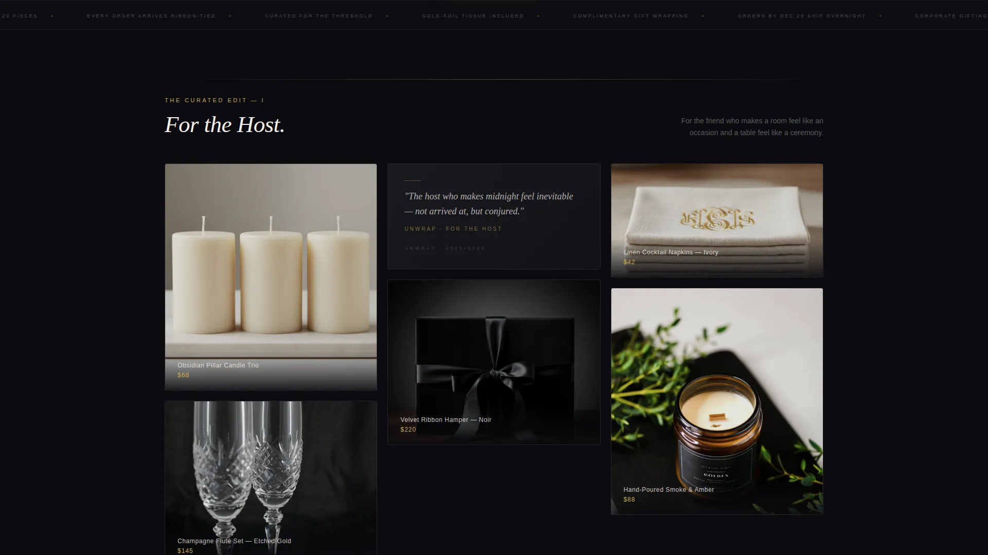 Luxe New Year's Eve Gift Store Landing Page