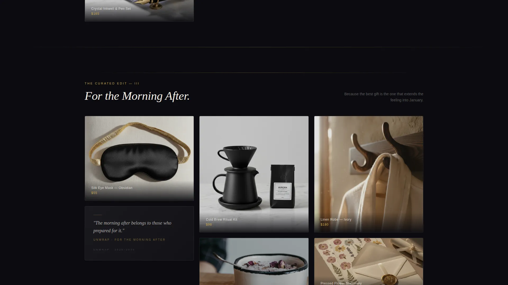 Luxe New Year's Eve Gift Store Landing Page