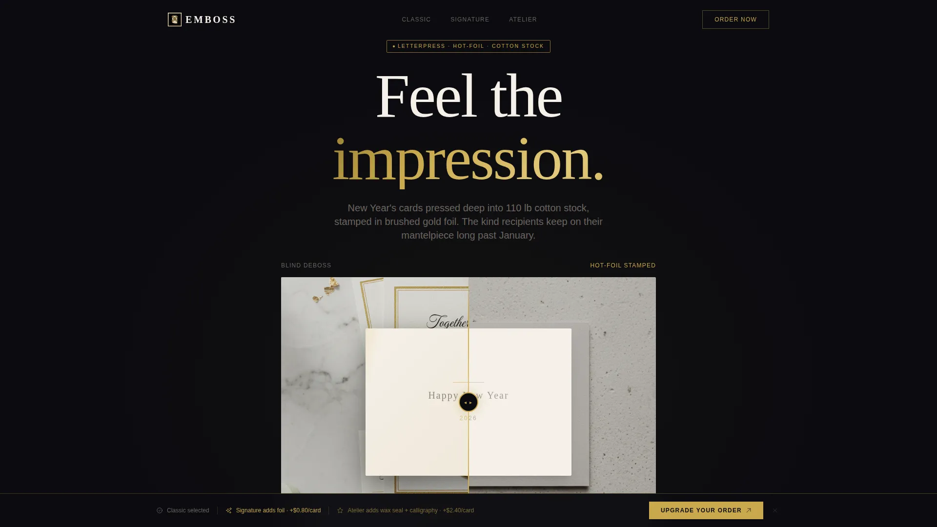 Luxe Letterpress Landing Page Template for Stationery