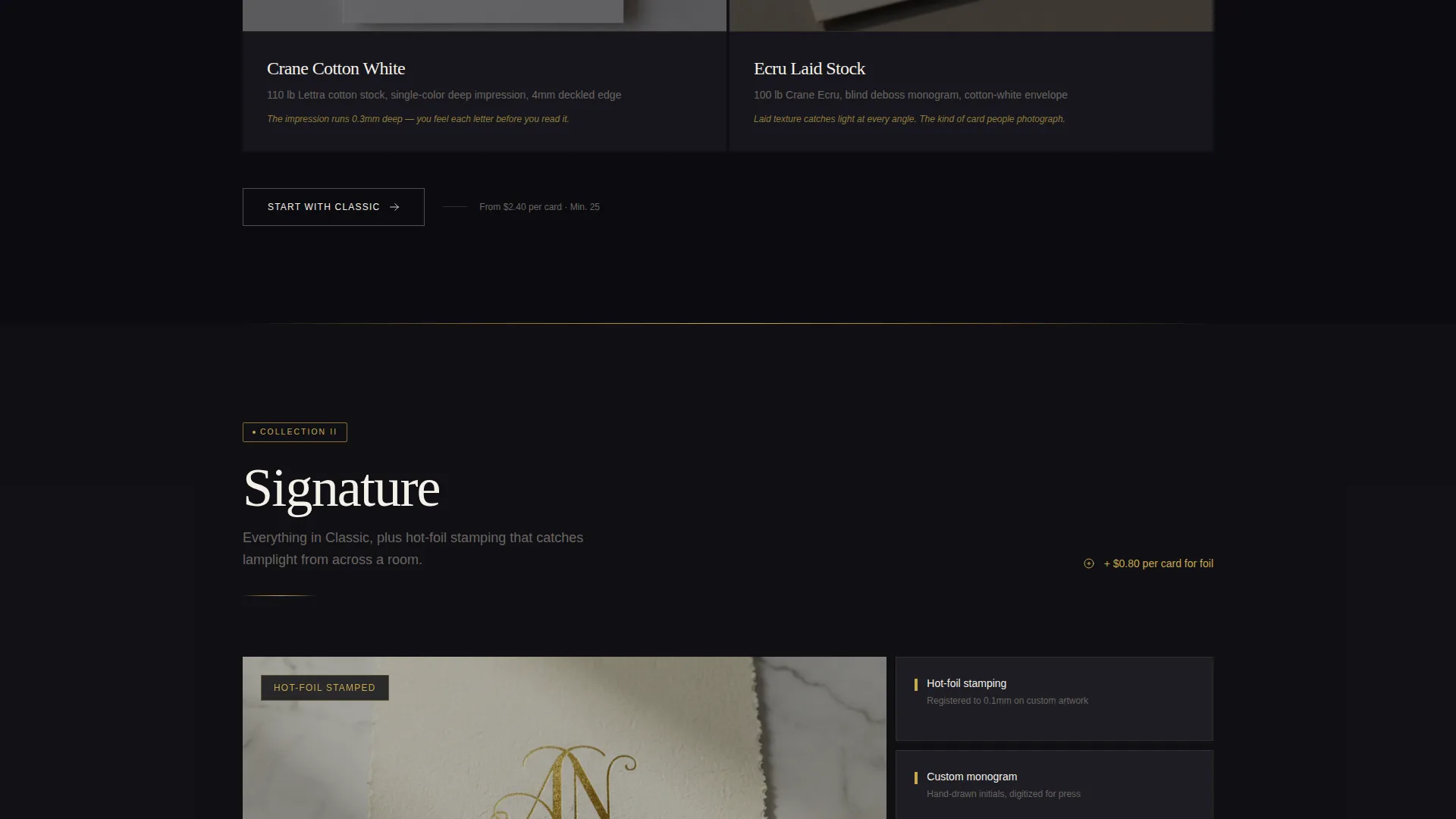 Luxe Letterpress Landing Page Template for Stationery